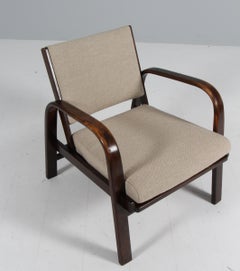 Sedia da salotto Magnus Stephensen in faggio, canna e lana, Fritz Hansen anni '30