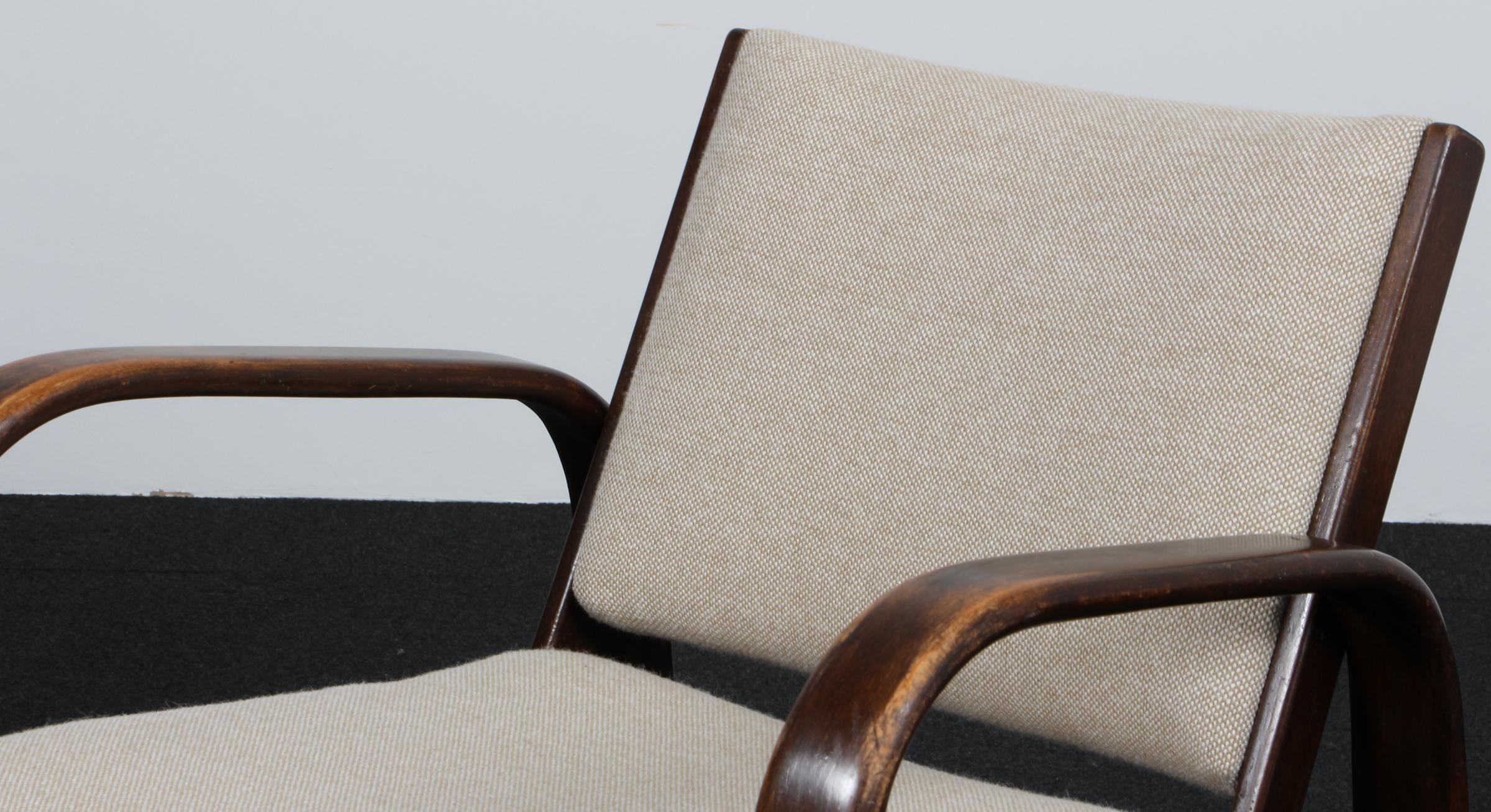 Milieu du XXe siècle Chaise longue Magnus Stephensen en hêtre, canne et laine, Fritz Hansen années 1930 en vente