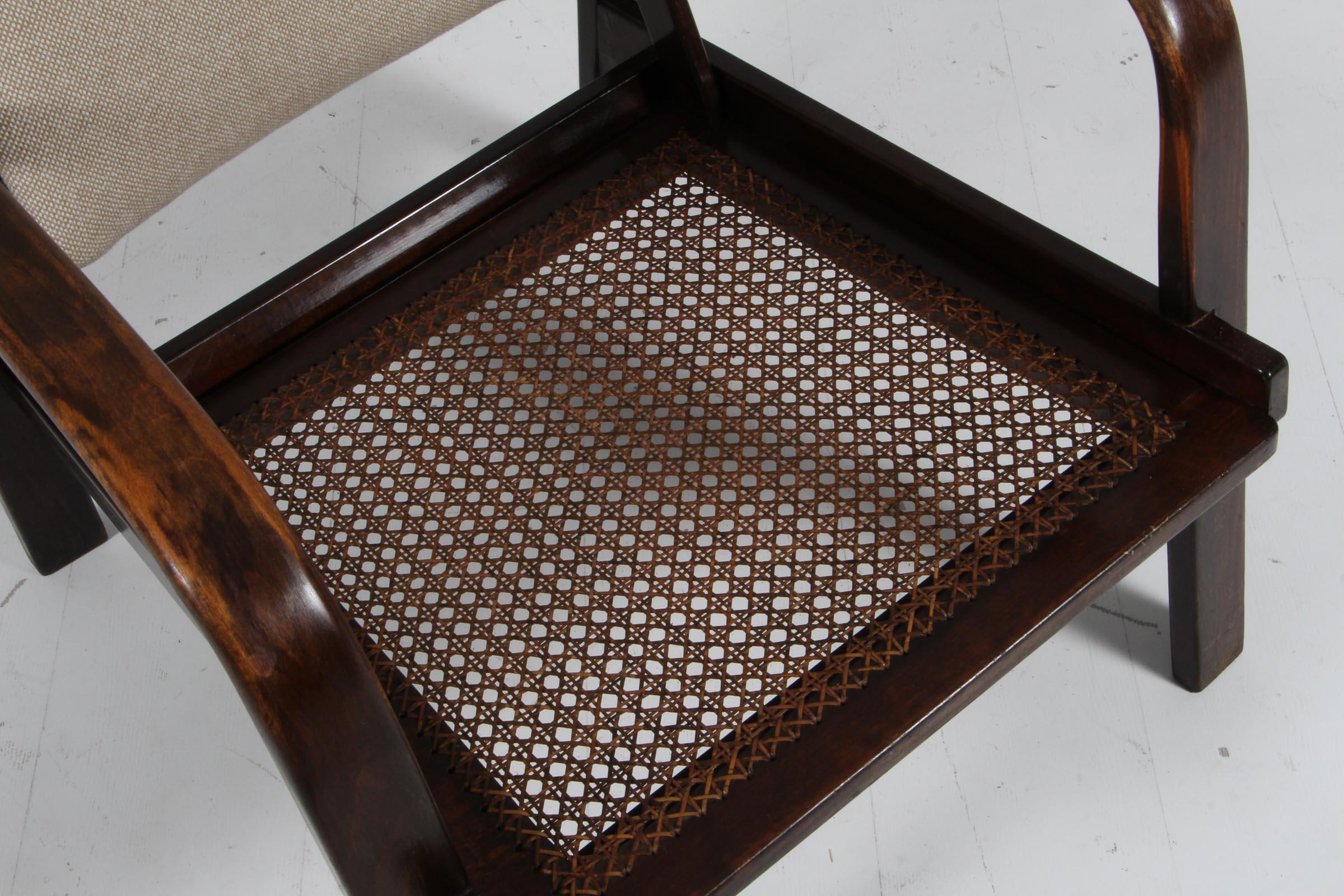 Wool Magnus Stephensen lounge chair in beech, cane and wool, Fritz Hansen 1930's