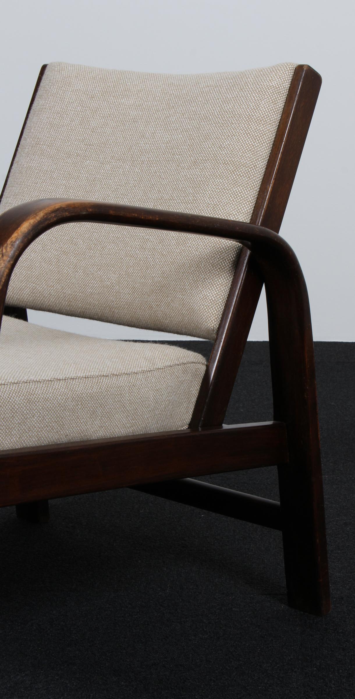 Laine Chaise longue Magnus Stephensen en hêtre, canne et laine, Fritz Hansen années 1930 en vente