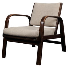 Magnus Stephensen lounge chair in beech, cane and wool, Fritz Hansen 1930's
