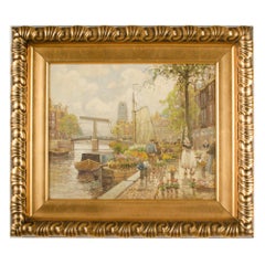 Franz Max Richter-Reich (alemán, 1896 - 1950) Mercado de flores de Dordrecht