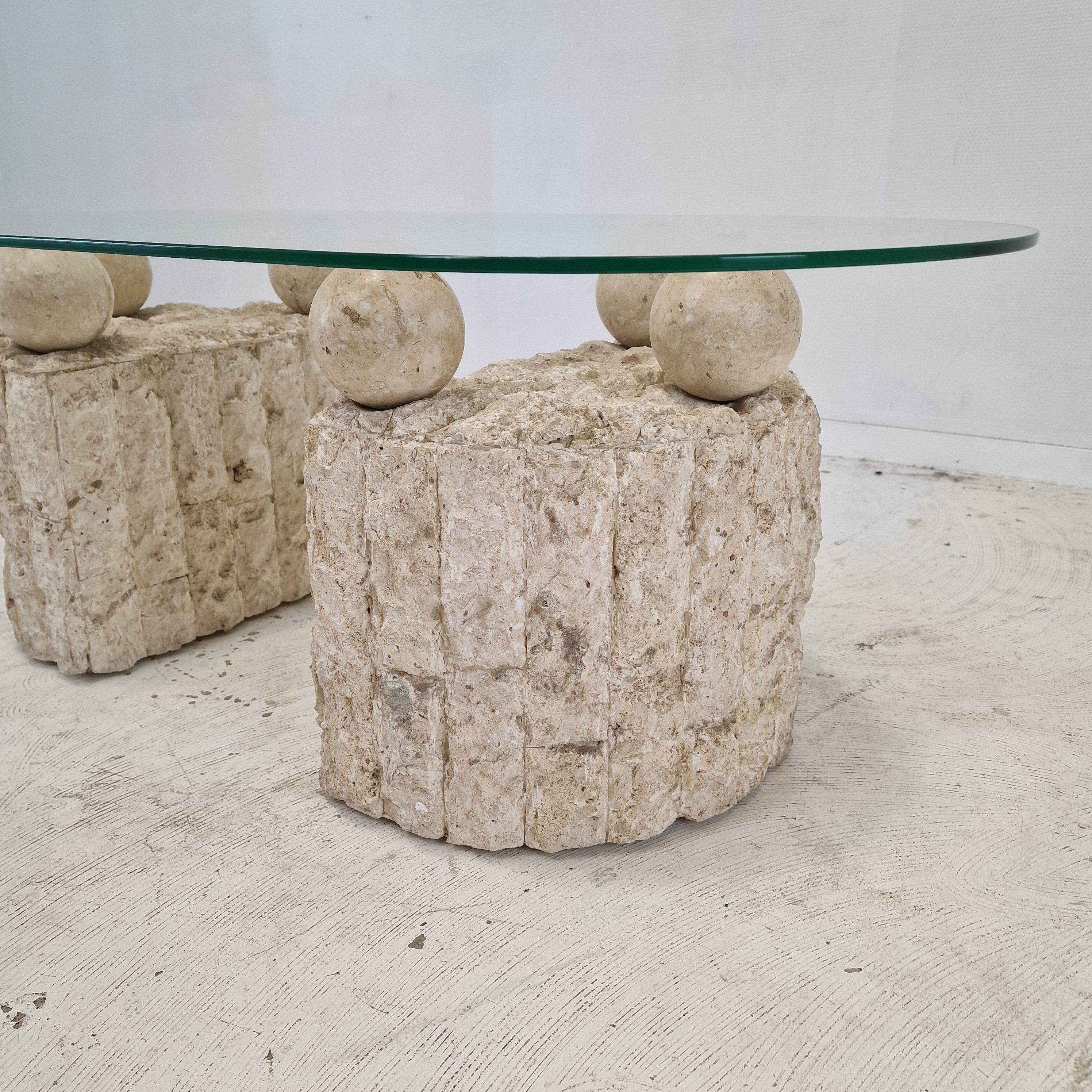 Table basse en pierre de Ponte Mactan ou pierre fossile de Magnussen, années 1980 en vente 2