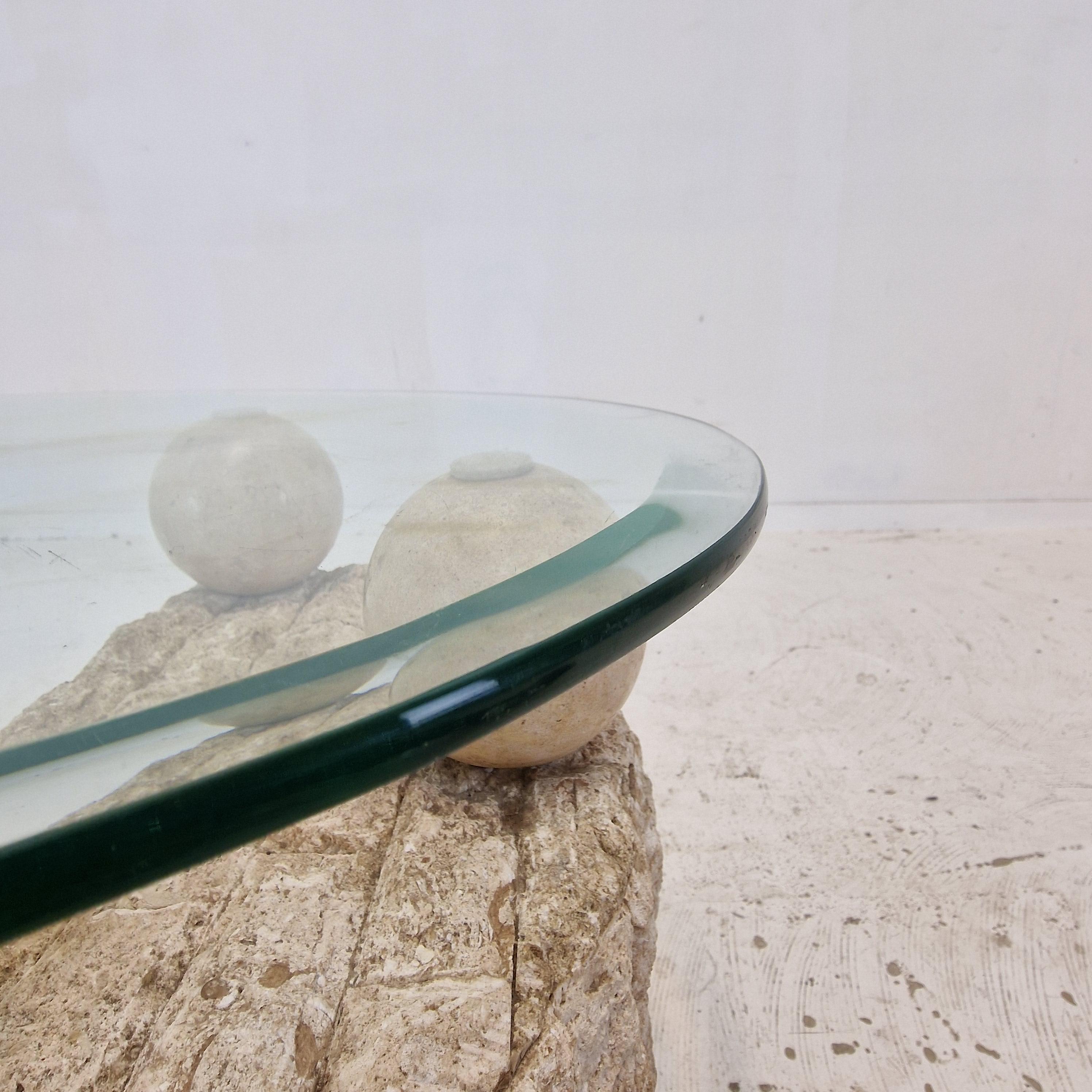 Table basse en pierre de Ponte Mactan ou pierre fossile de Magnussen, années 1980 en vente 2