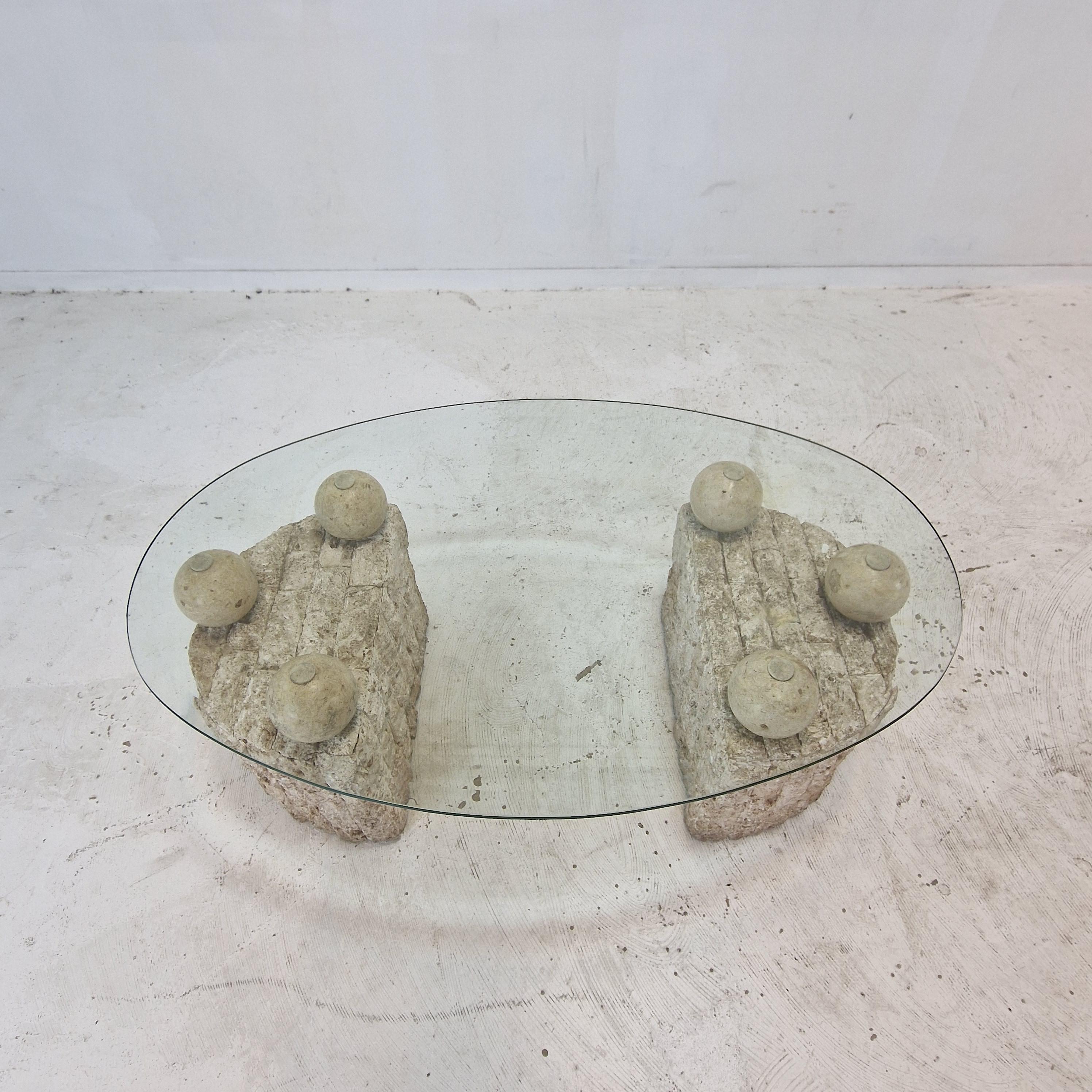 Table basse en pierre de Ponte Mactan ou pierre fossile de Magnussen, années 1980 en vente 3