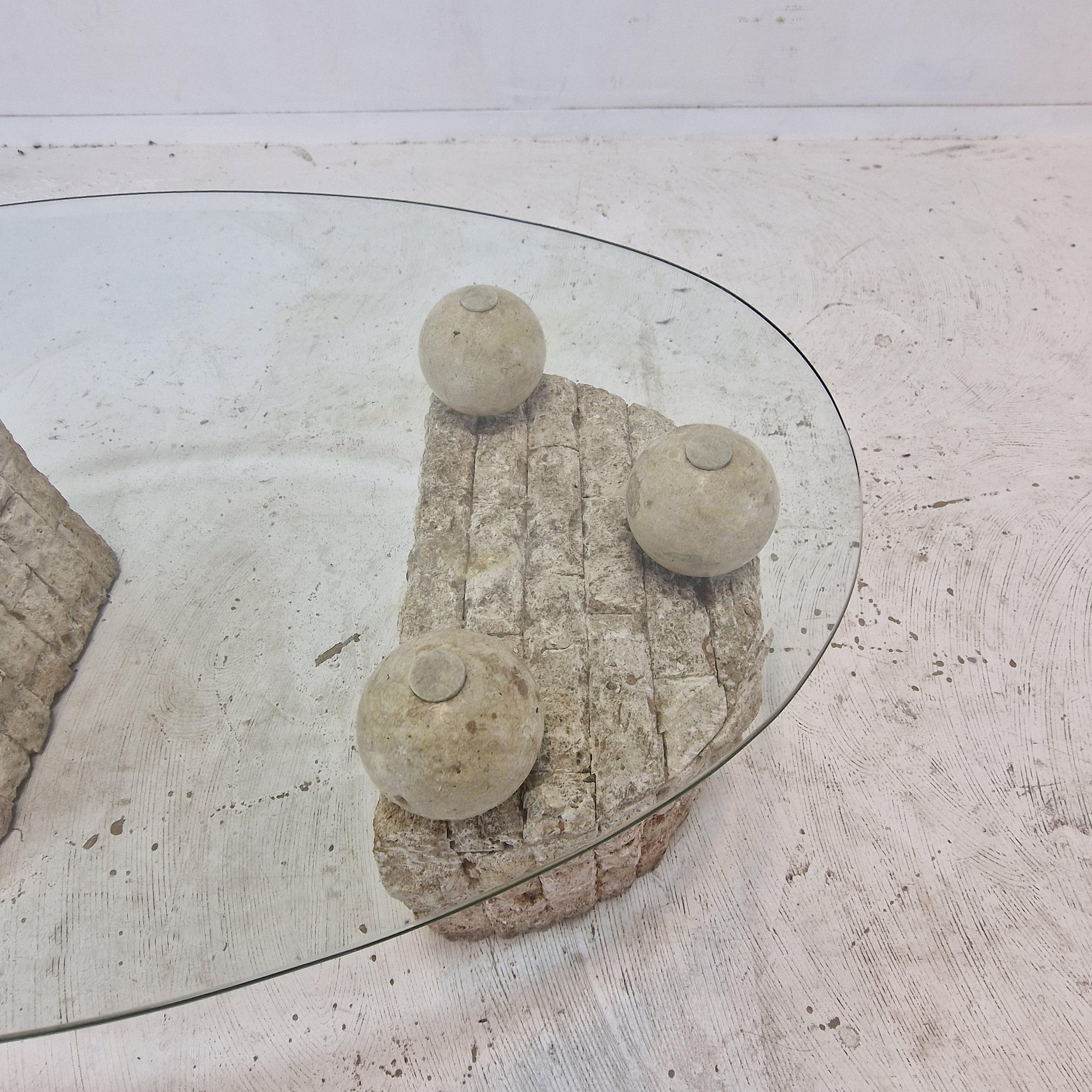 Table basse en pierre de Ponte Mactan ou pierre fossile de Magnussen, années 1980 en vente 4