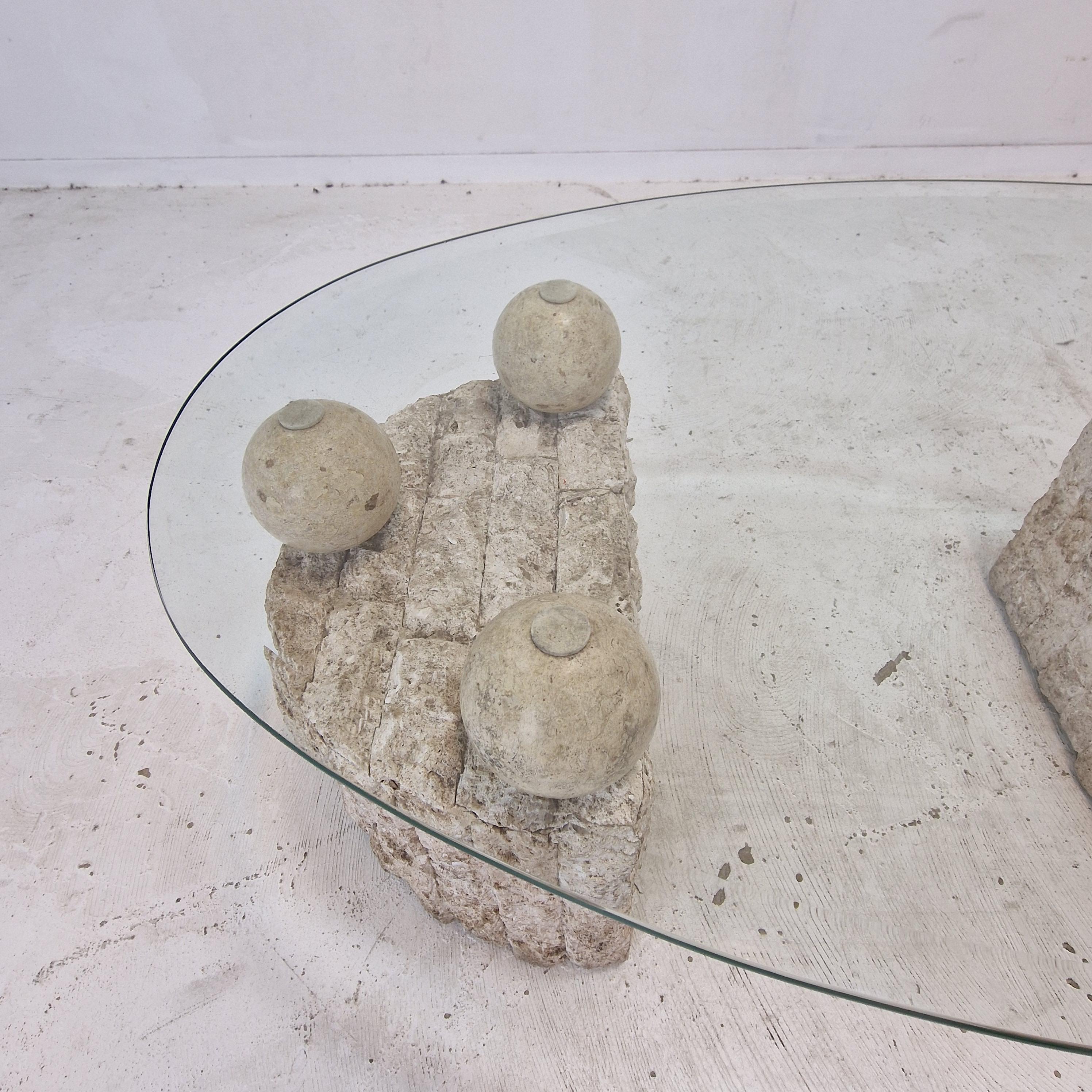 Table basse en pierre de Ponte Mactan ou pierre fossile de Magnussen, années 1980 en vente 5