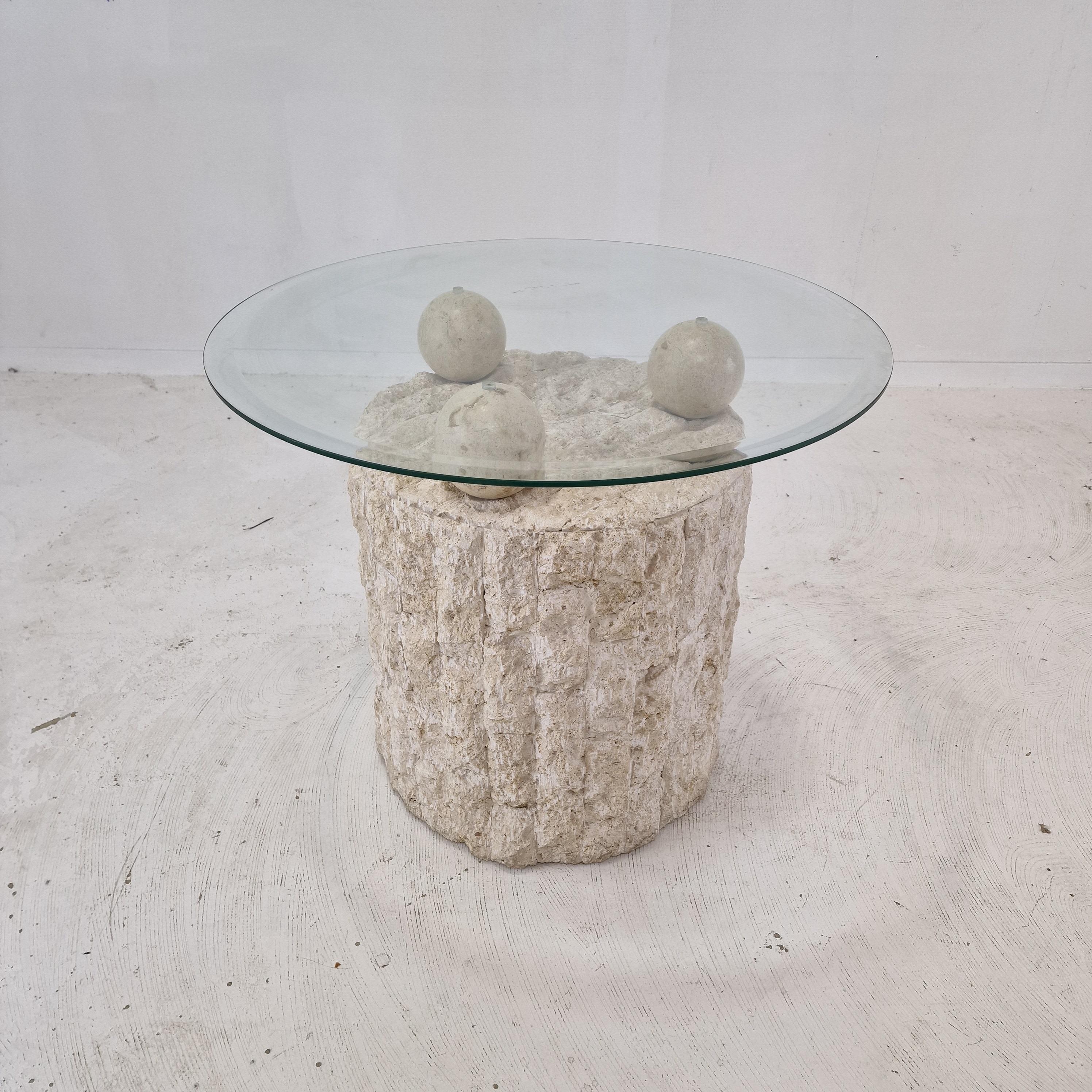Unknown Magnussen Ponte Mactan Stone Coffee or Fossil Stone Table, 1980s