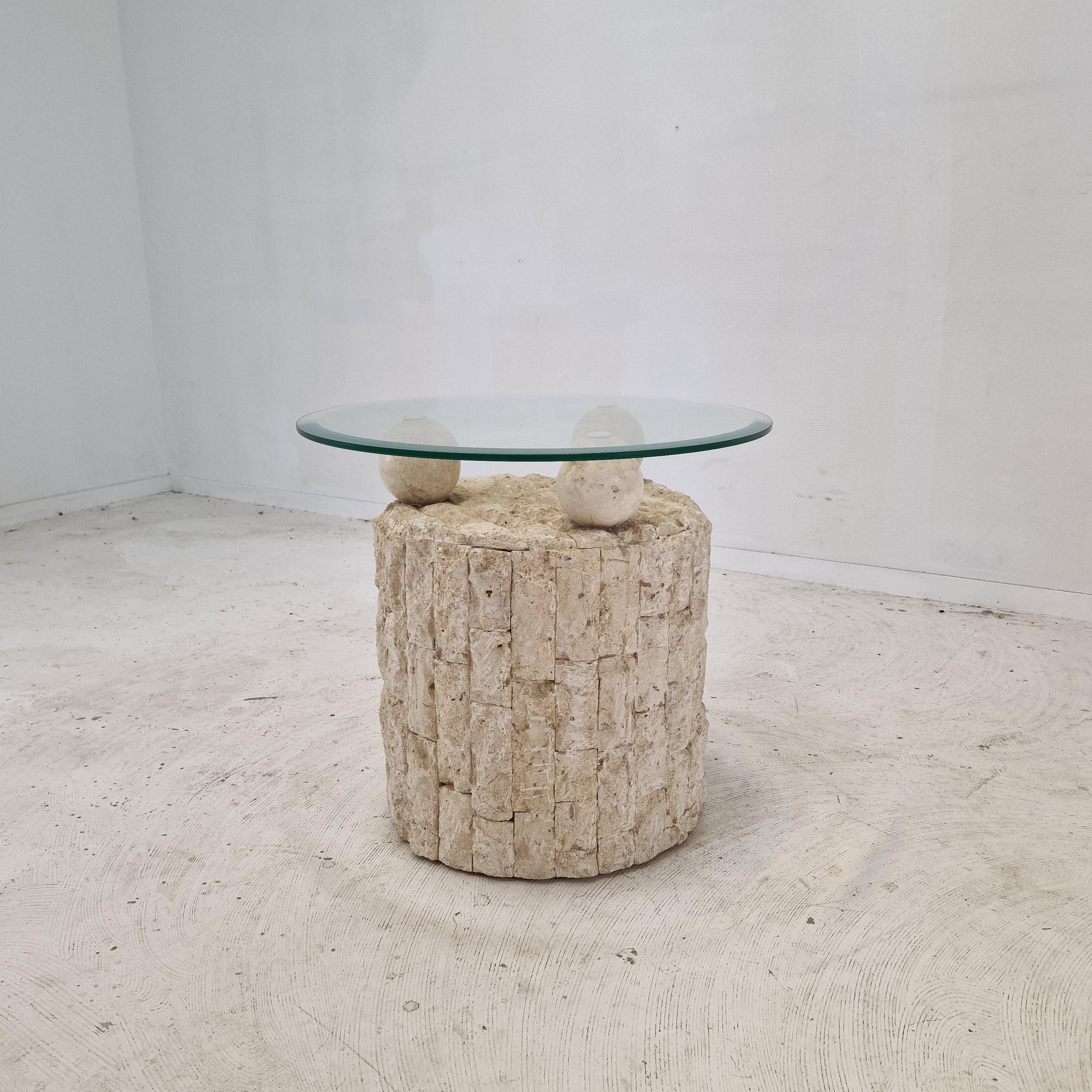 fossil stone side table