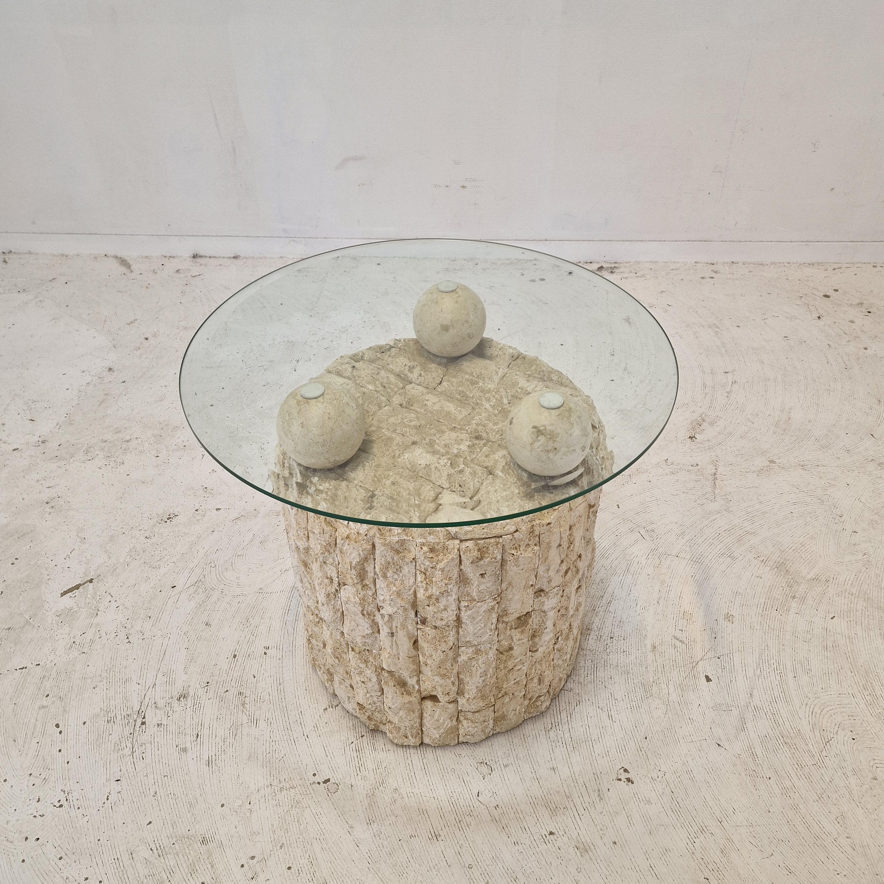 Unknown Magnussen Ponte Mactan Stone Coffee or Fossil Stone Table, 1980s For Sale