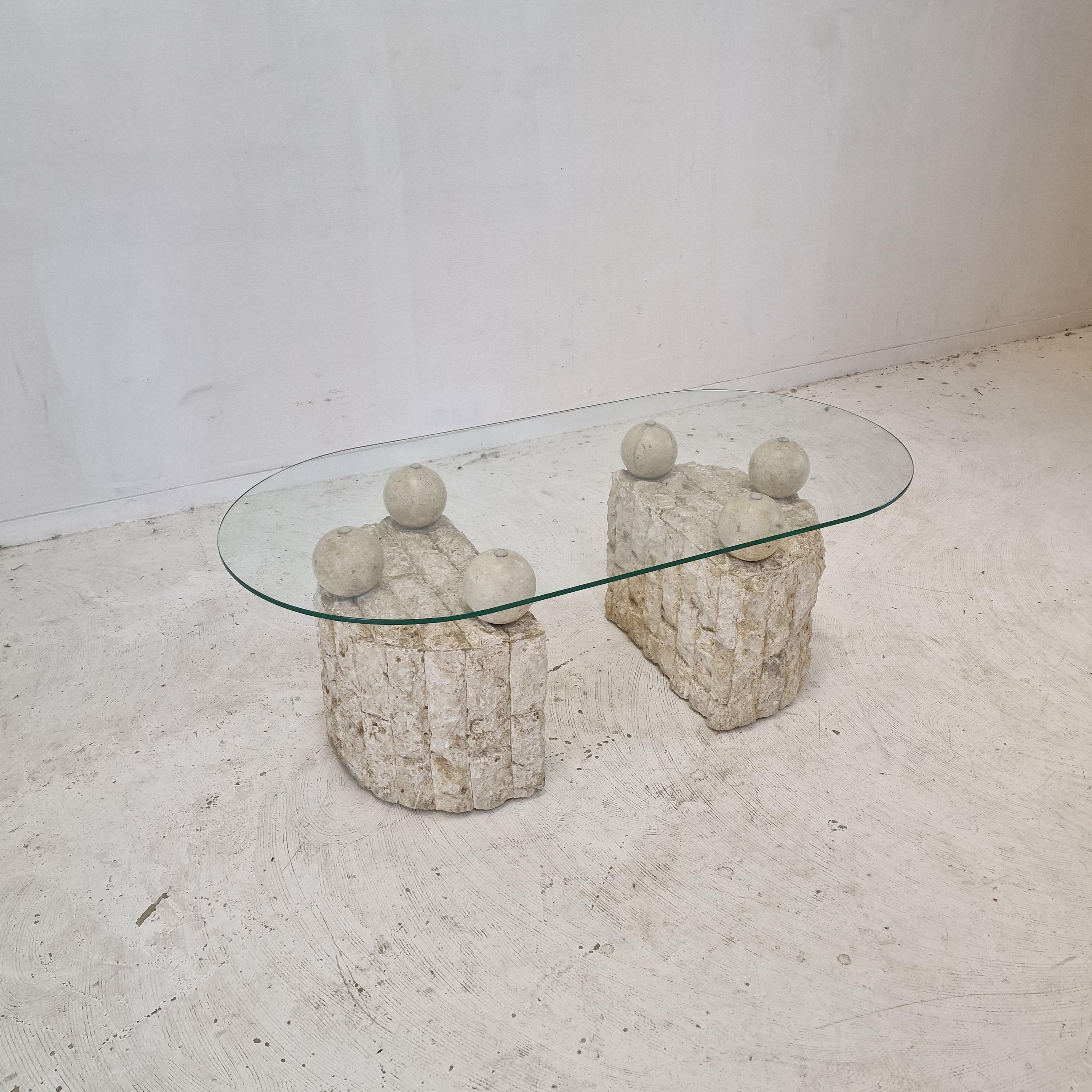 Magnussen Ponte Mactan Stone Coffee or Fossil Stone Table, 1980s For Sale 1