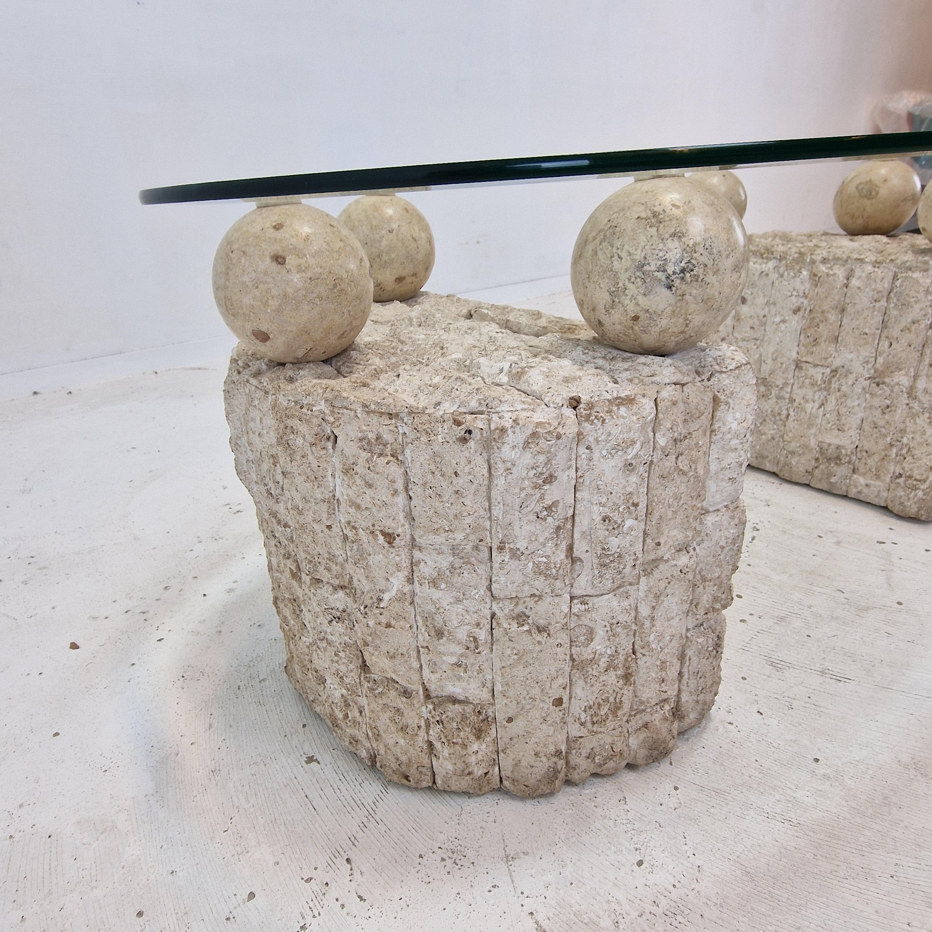 Table basse en pierre de Ponte Mactan ou pierre fossile de Magnussen, années 1980 en vente 1