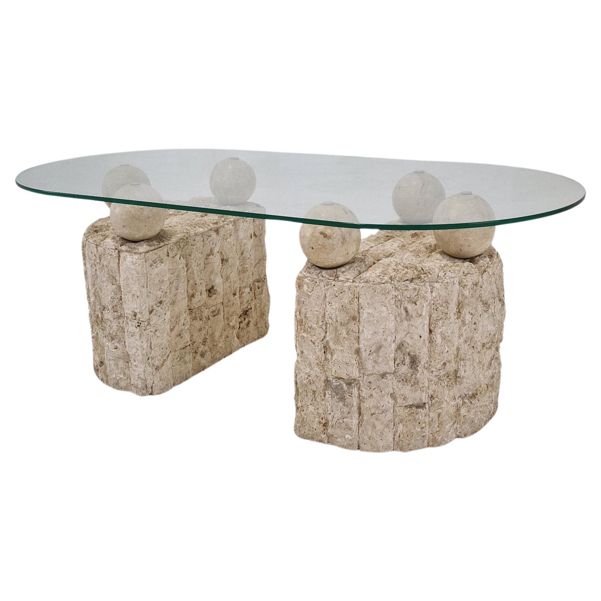 Magnussen Ponte Mactan Stone Coffee or Fossil Stone Table, 1980s For Sale