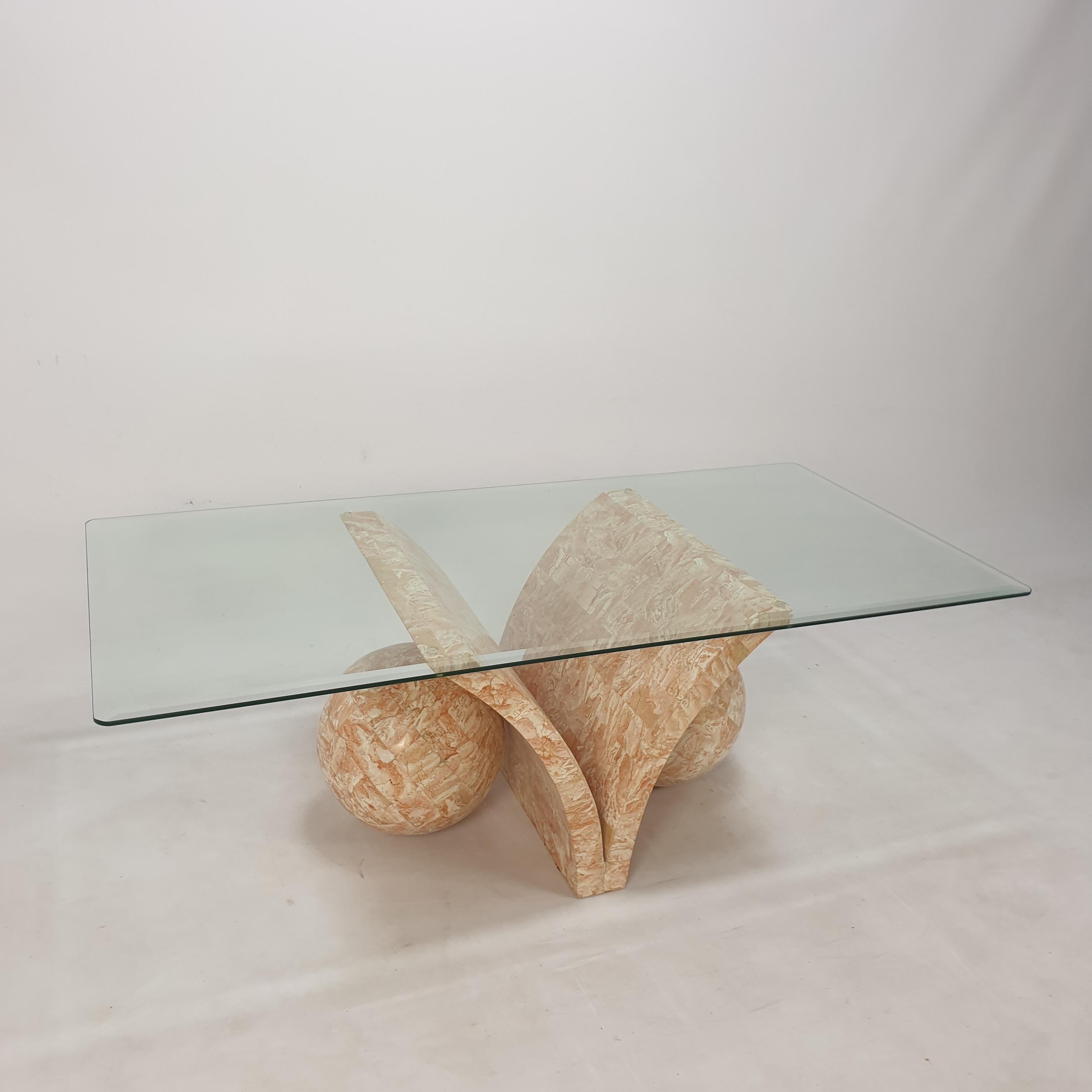 Travertine Magnussen Ponte Mactan Stone or Fossil Stone Coffee Table, 1980s For Sale