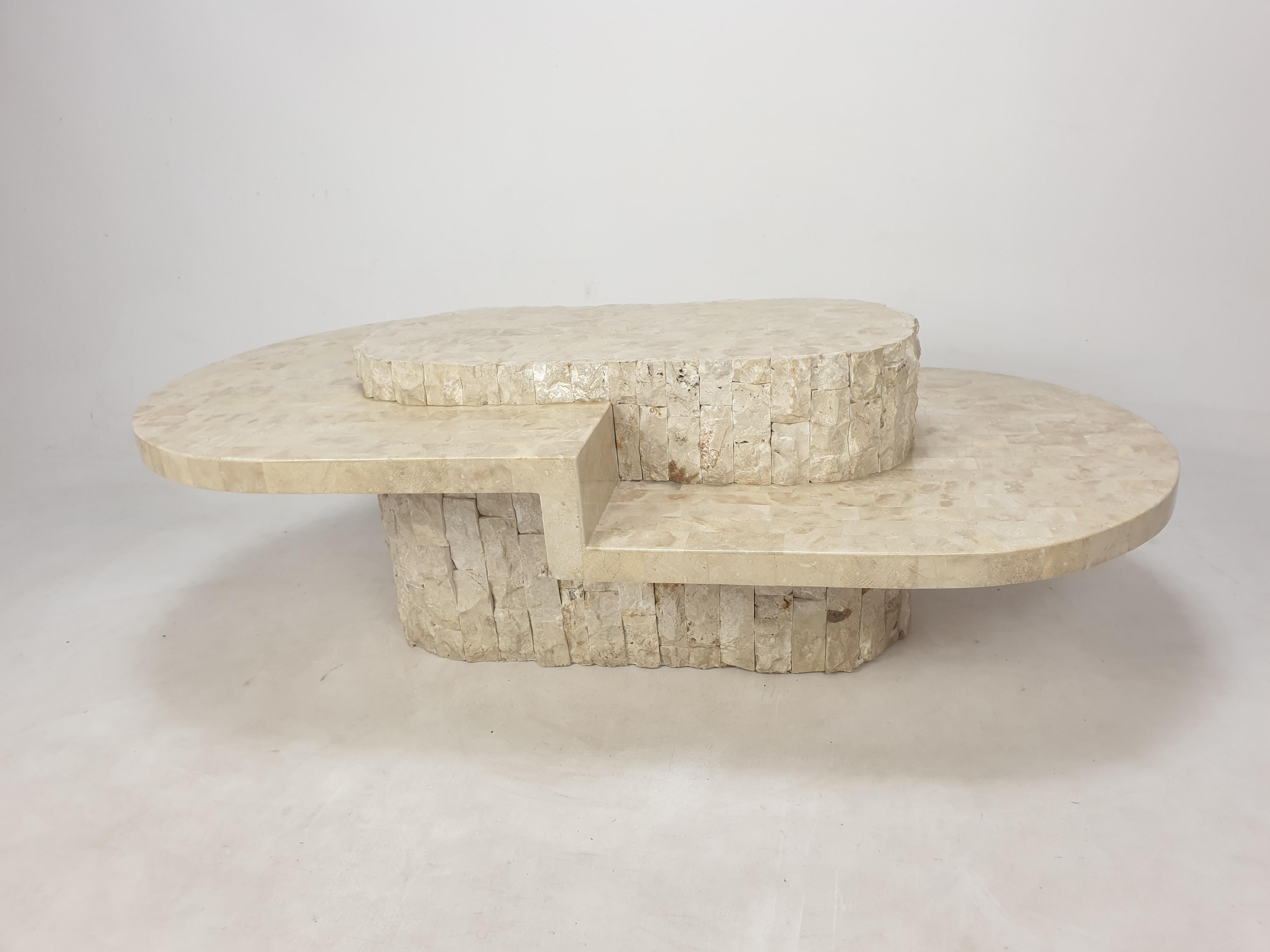 Travertine Magnussen Ponte Mactan Stone or Fossil Stone Coffee Table, 1980s