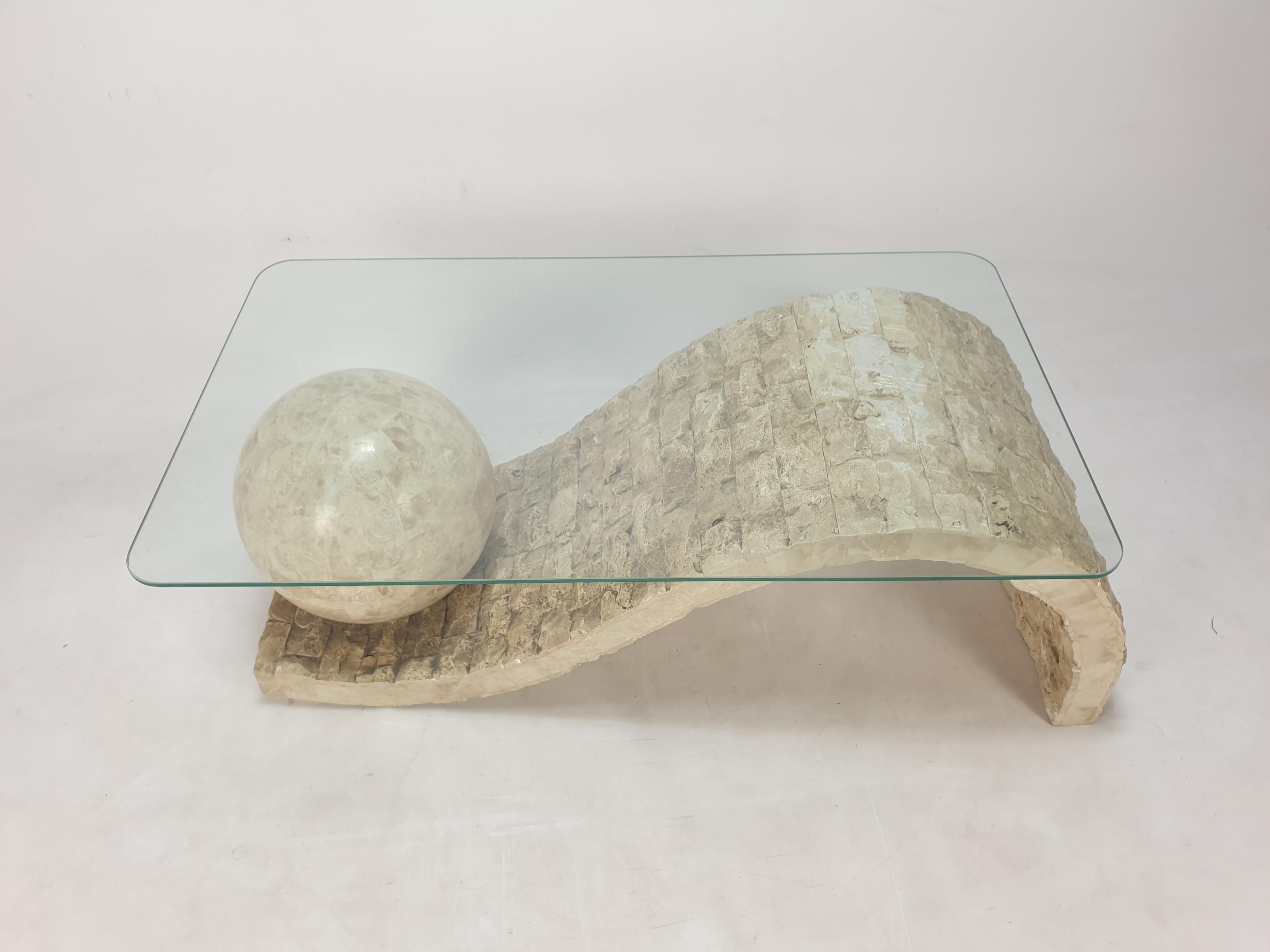 Late 20th Century Magnussen Ponte Mactan Stone or Fossil Stone Coffee Table, 1980s For Sale