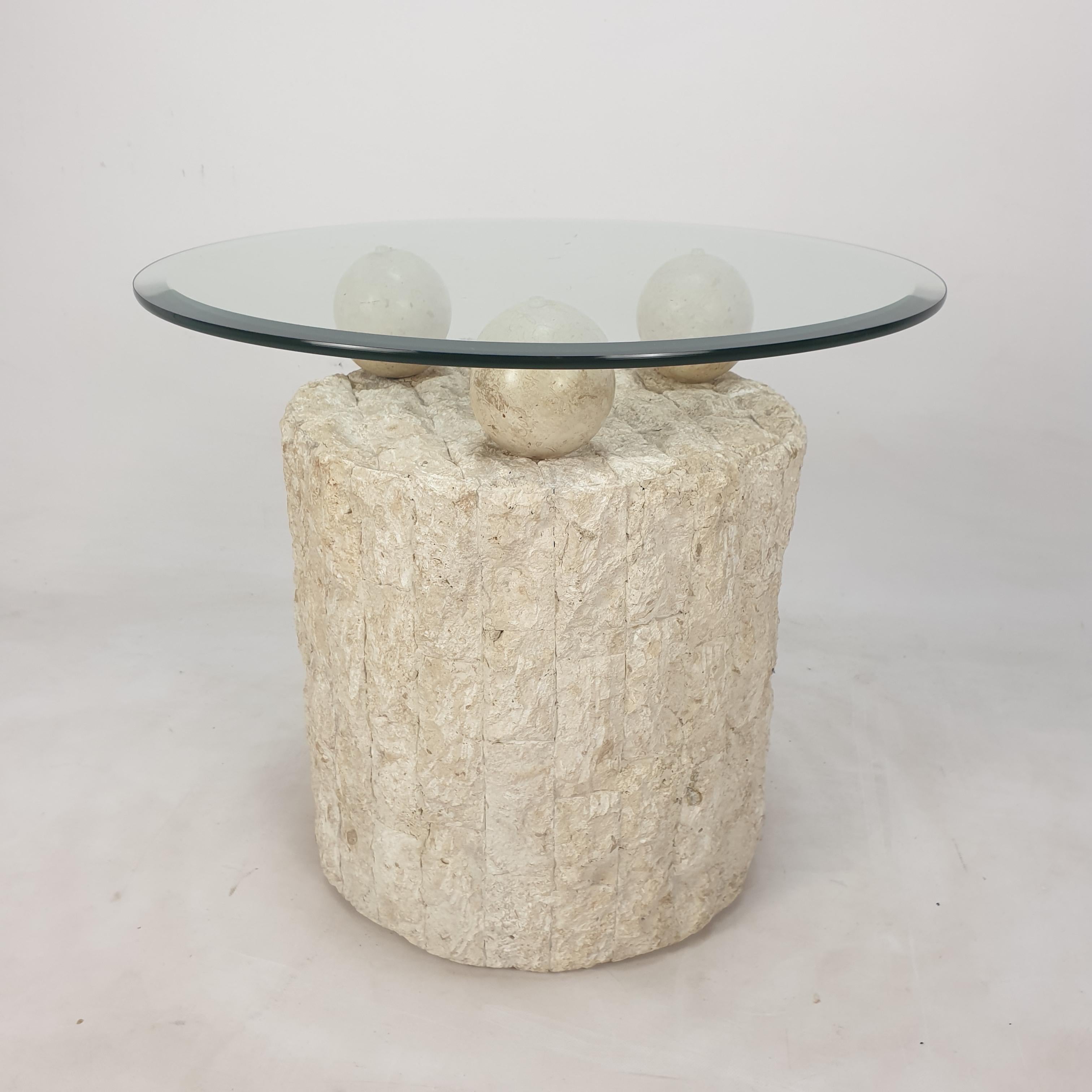 Late 20th Century Magnussen Ponte Mactan Stone Coffee or Fossil Stone Table, 1980s