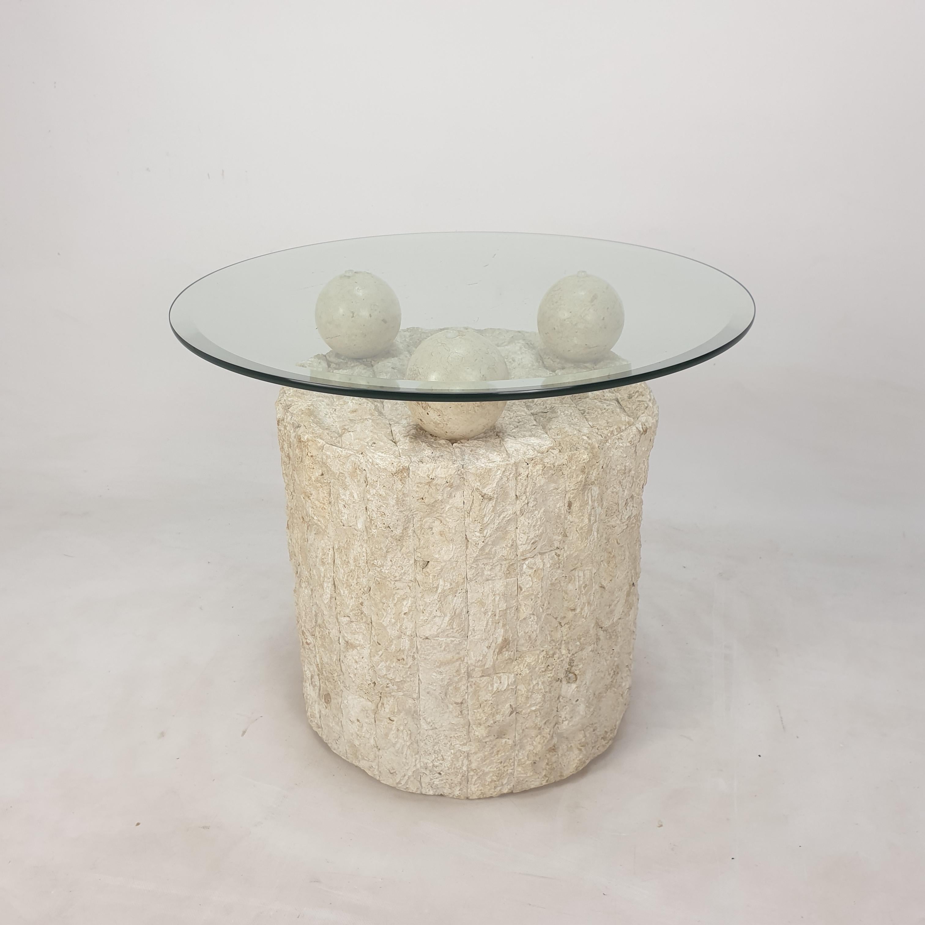 Travertine Magnussen Ponte Mactan Stone Coffee or Fossil Stone Table, 1980s