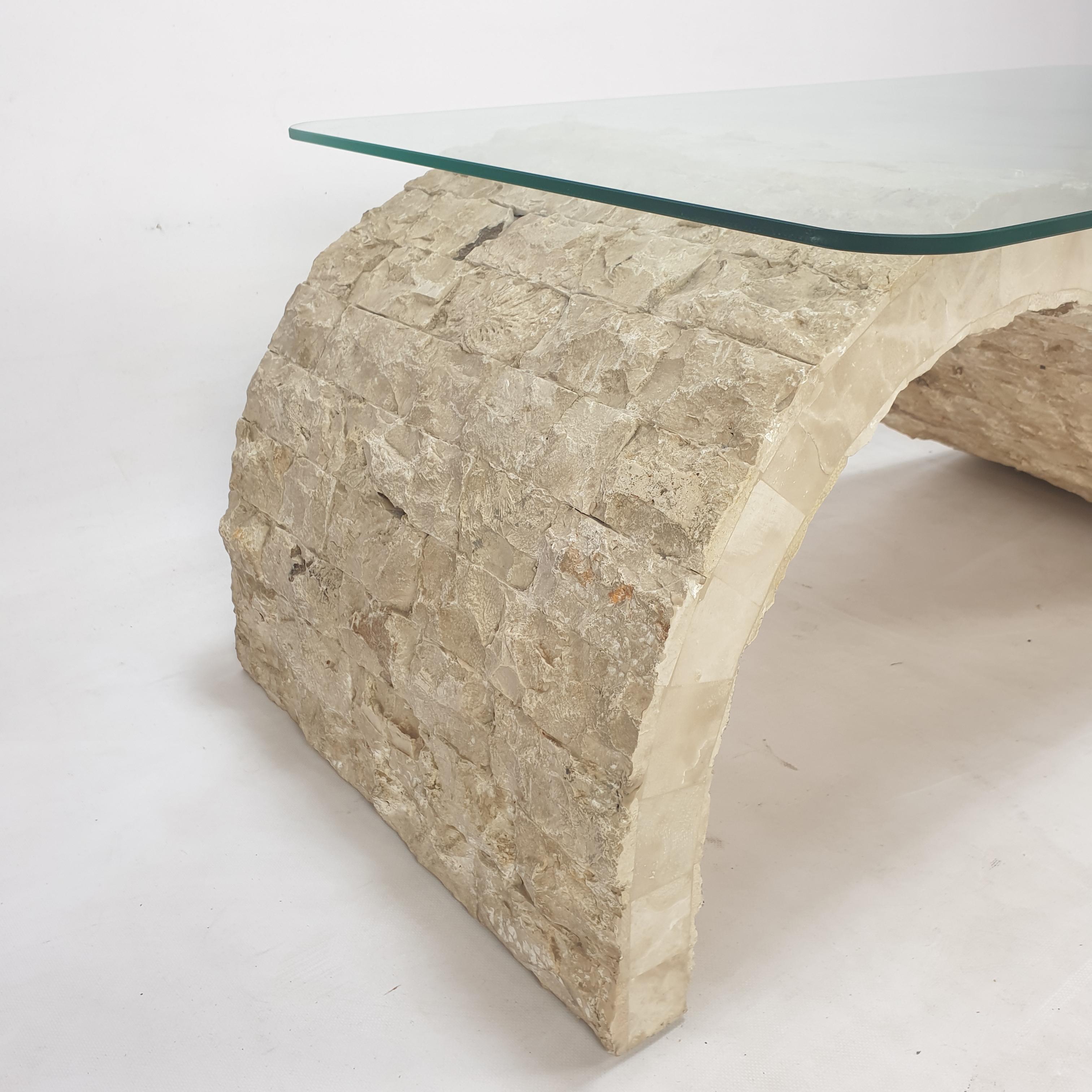 Table basse en pierre de Mactan ou pierre fossile Ponte de Magnussen, années 1980 en vente 6