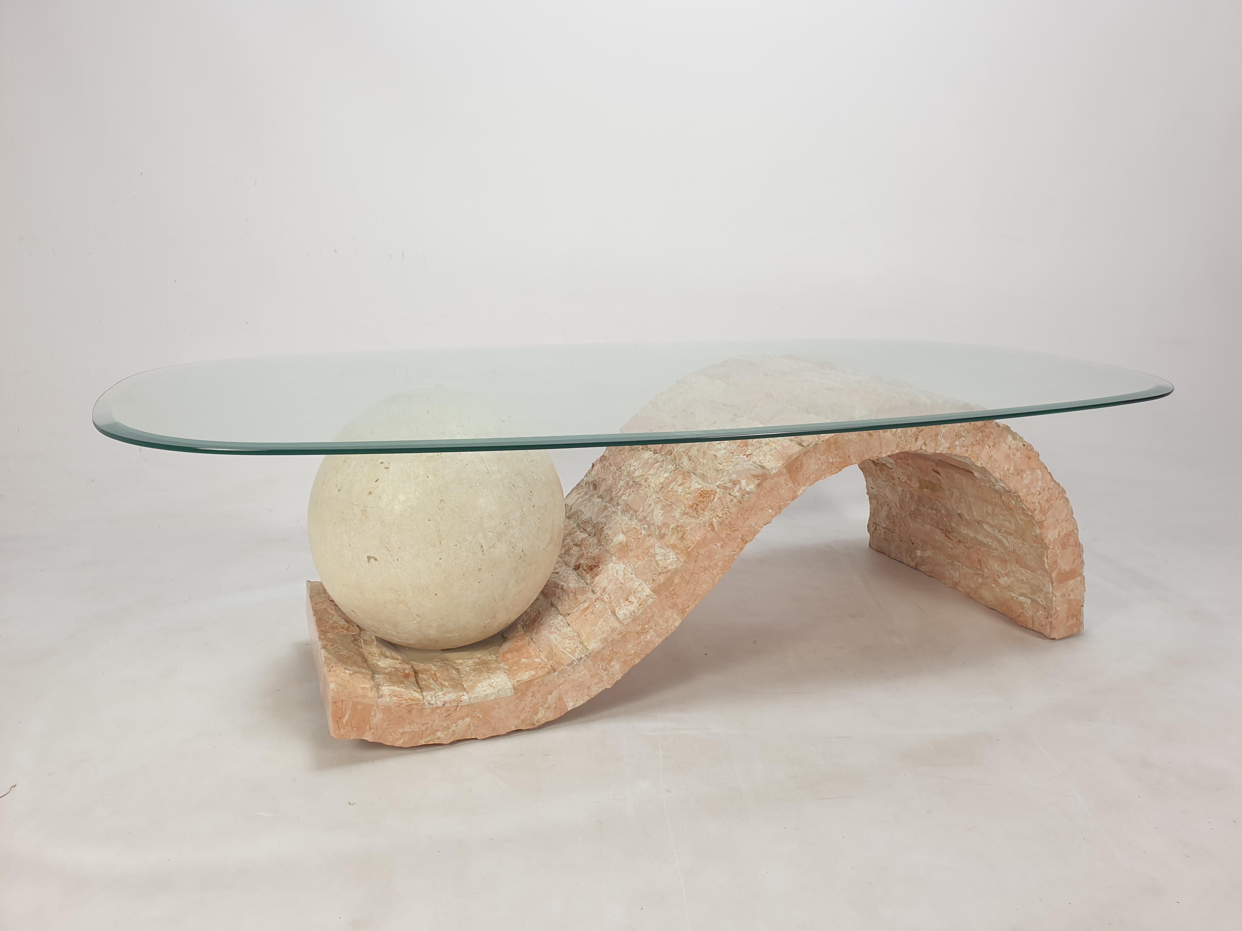 Post-Modern Magnussen Ponte Mactan Stone or Fossil Stone Coffee Table, 1980s