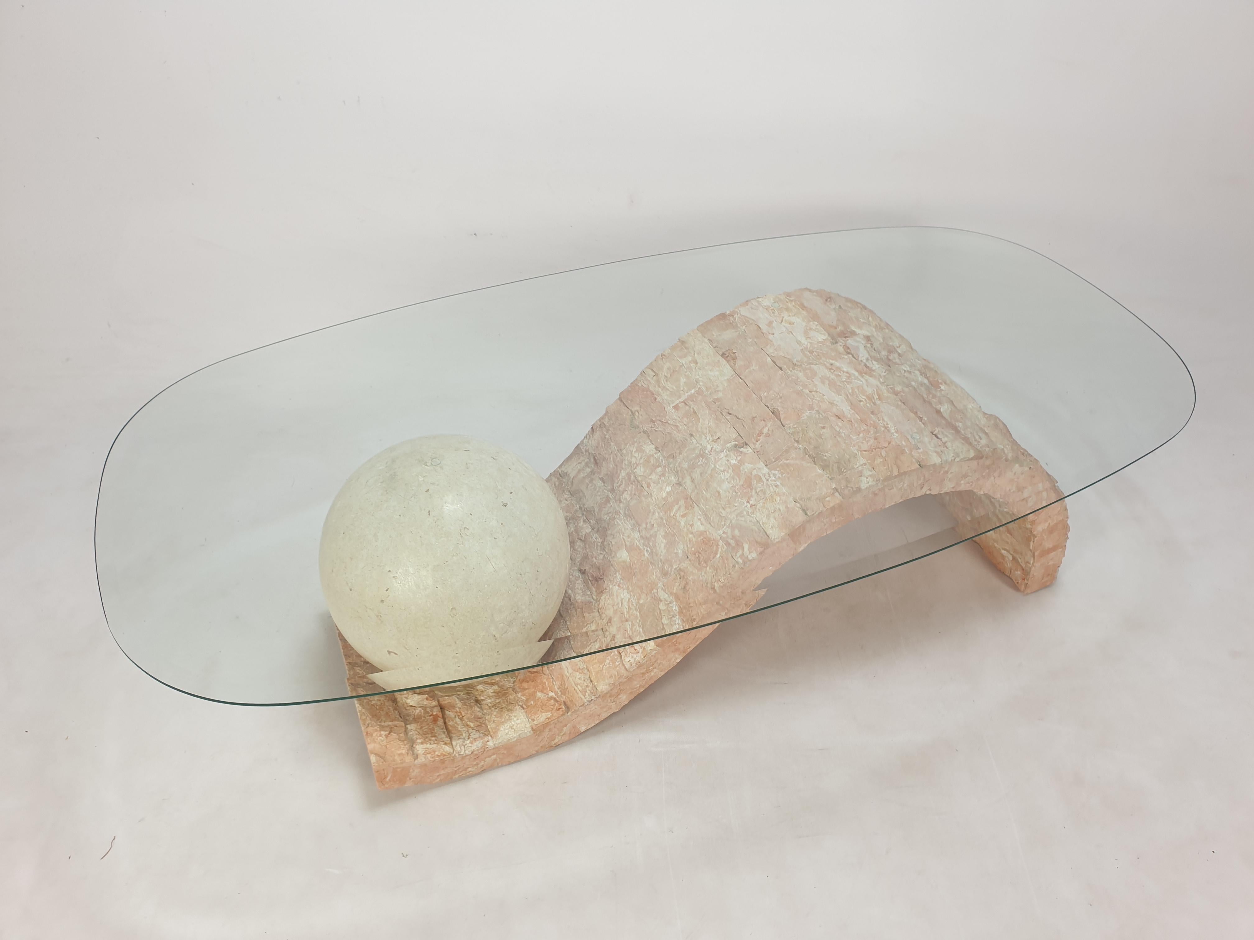 Hand-Crafted Magnussen Ponte Mactan Stone or Fossil Stone Coffee Table, 1980s