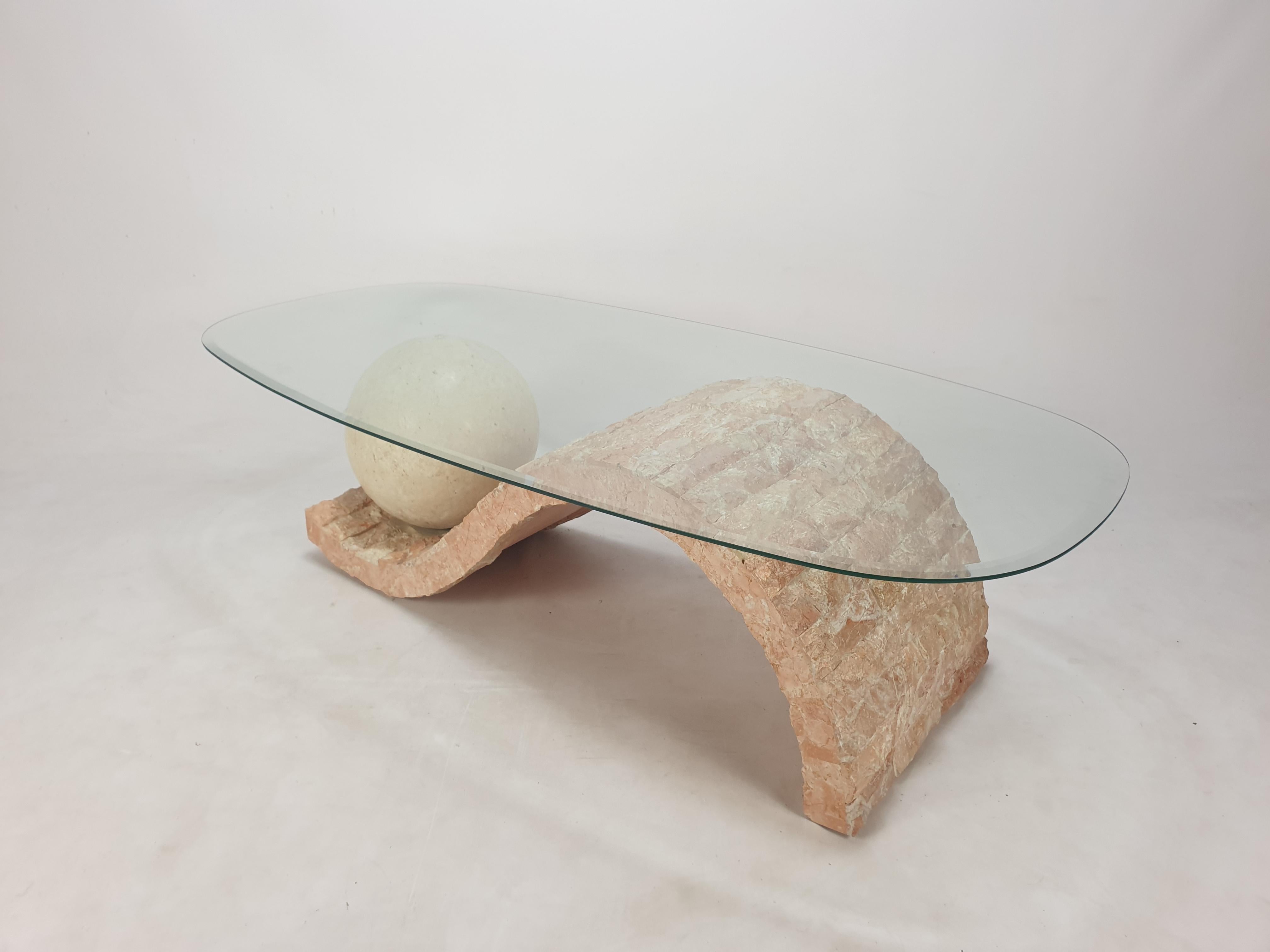 Late 20th Century Magnussen Ponte Mactan Stone or Fossil Stone Coffee Table, 1980s