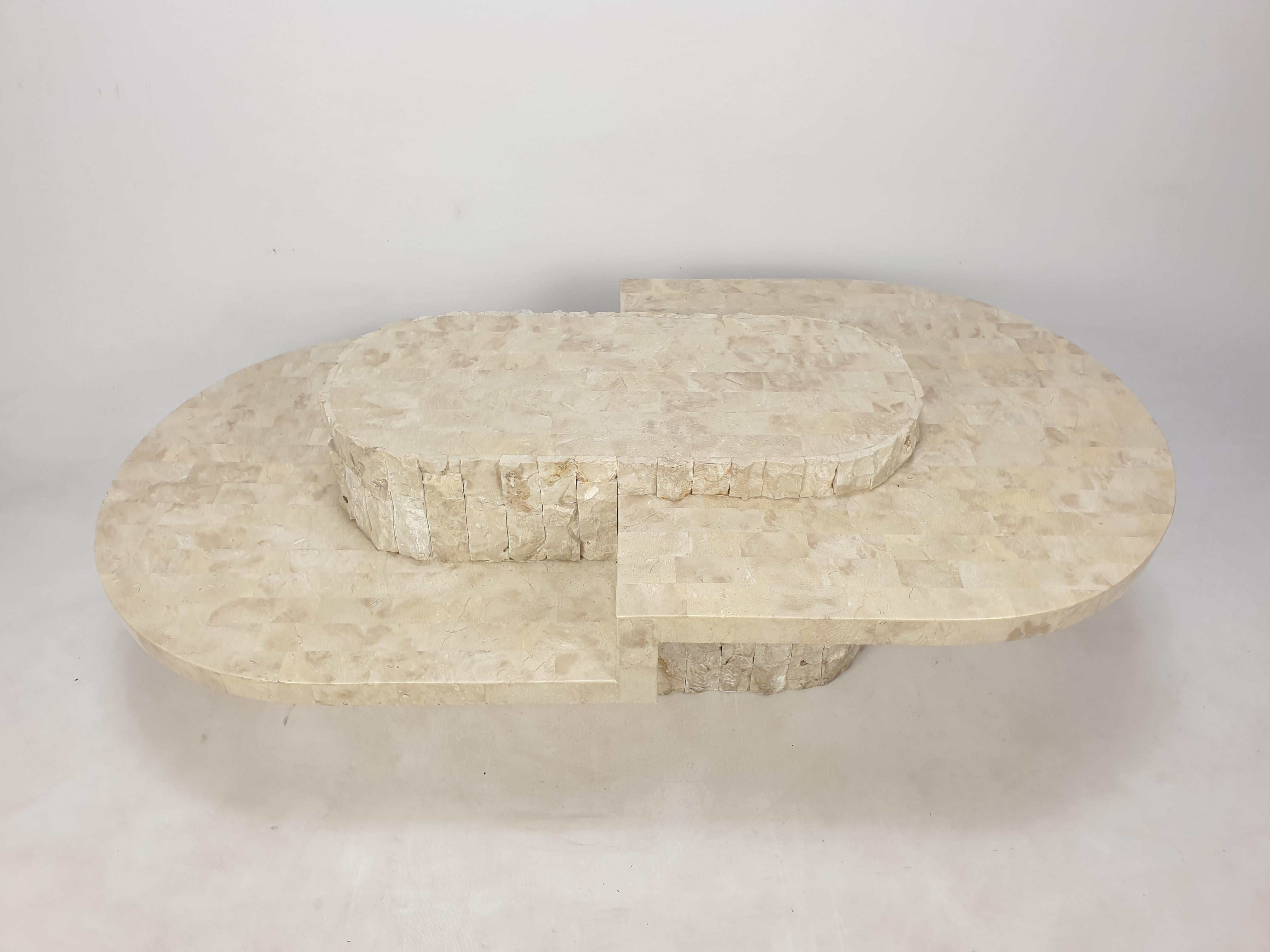 Hand-Crafted Magnussen Ponte Mactan Stone or Fossil Stone Coffee Table, 1980s