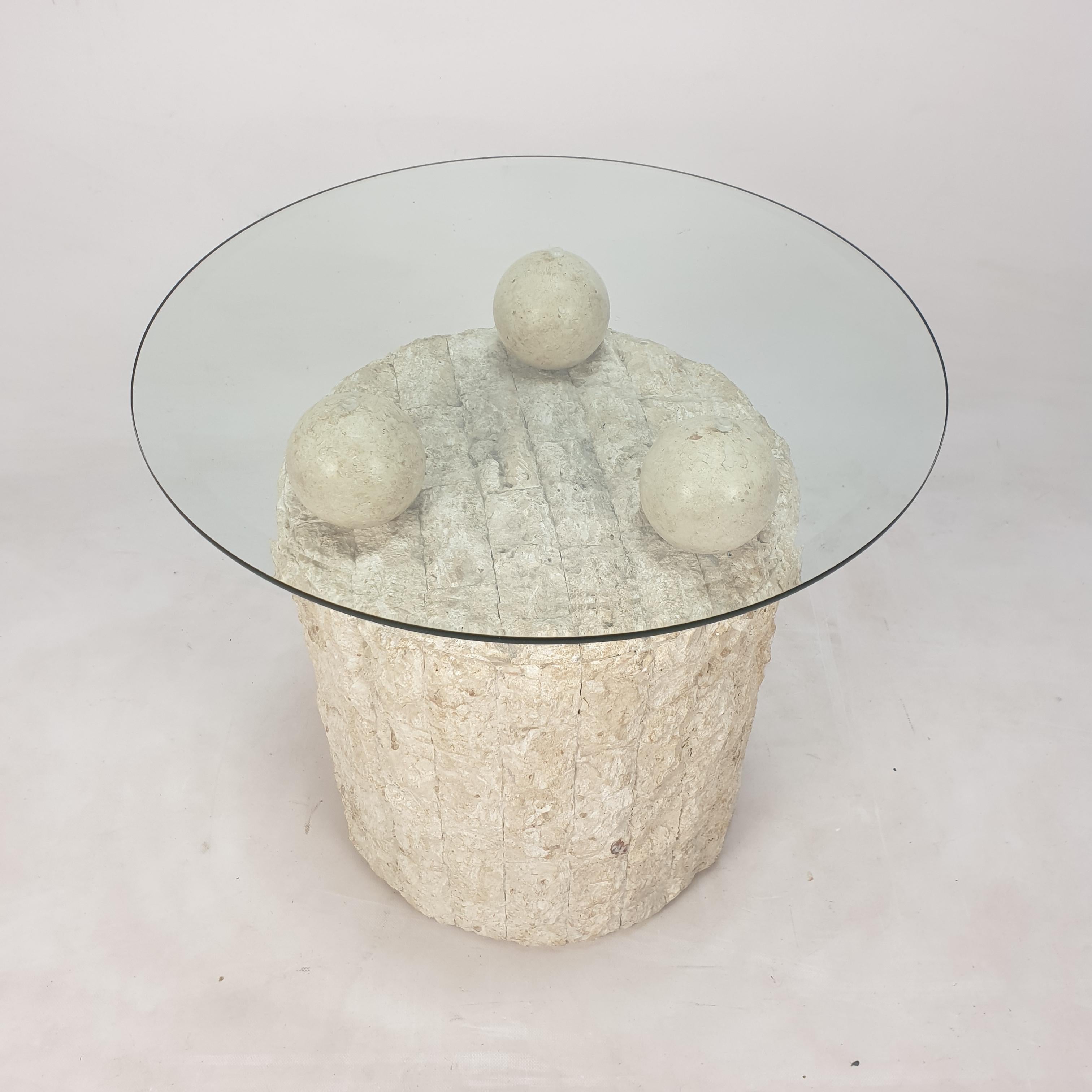 Unknown Magnussen Ponte Mactan Stone Coffee or Fossil Stone Table, 1980s