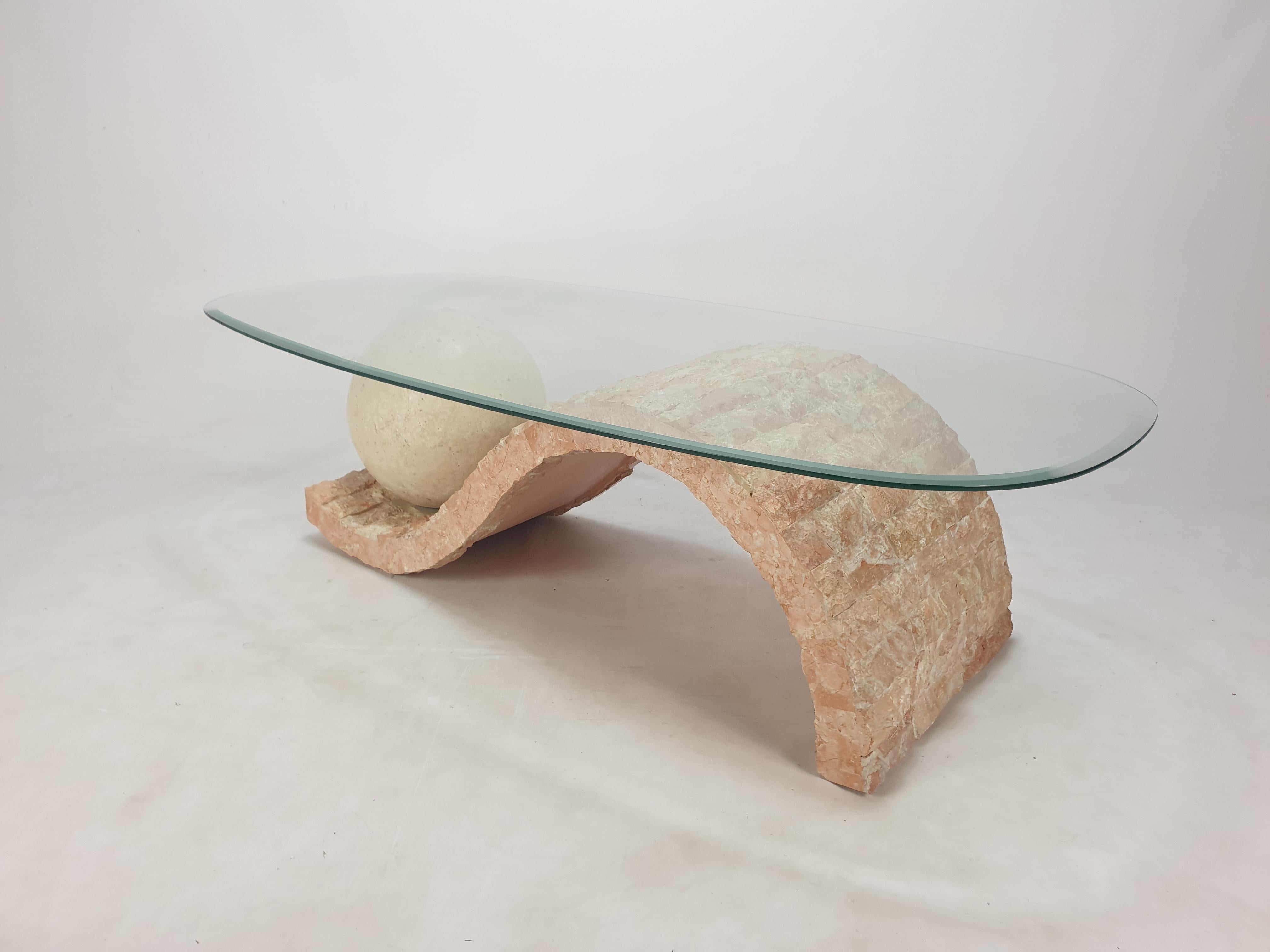Travertine Magnussen Ponte Mactan Stone or Fossil Stone Coffee Table, 1980s