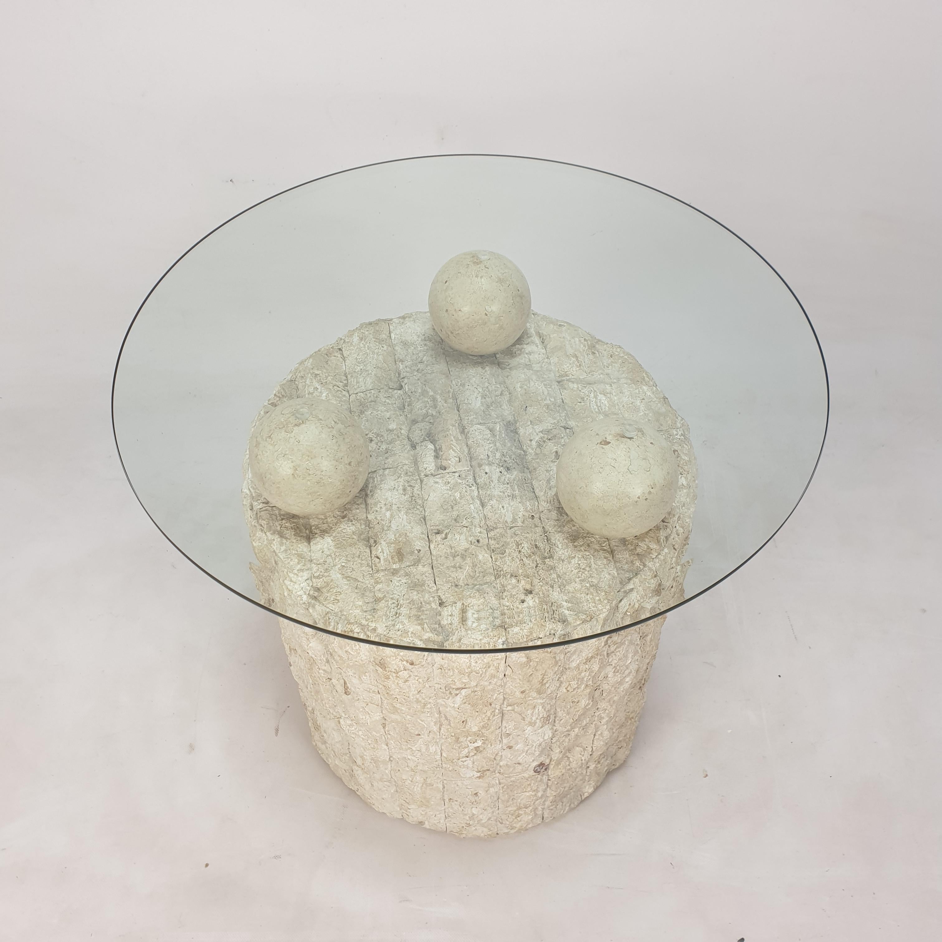 Hand-Crafted Magnussen Ponte Mactan Stone Coffee or Fossil Stone Table, 1980s