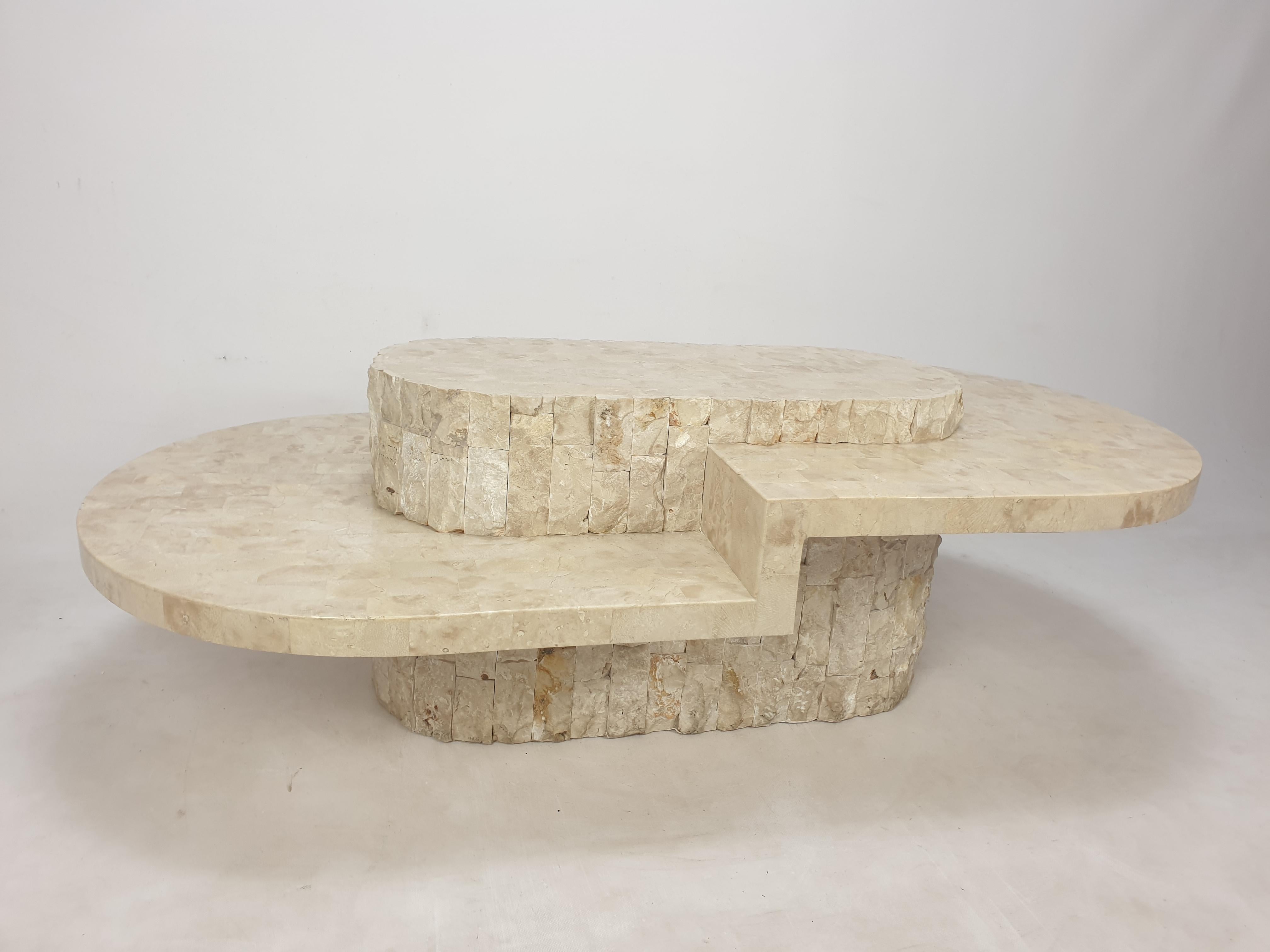 Late 20th Century Magnussen Ponte Mactan Stone or Fossil Stone Coffee Table, 1980s