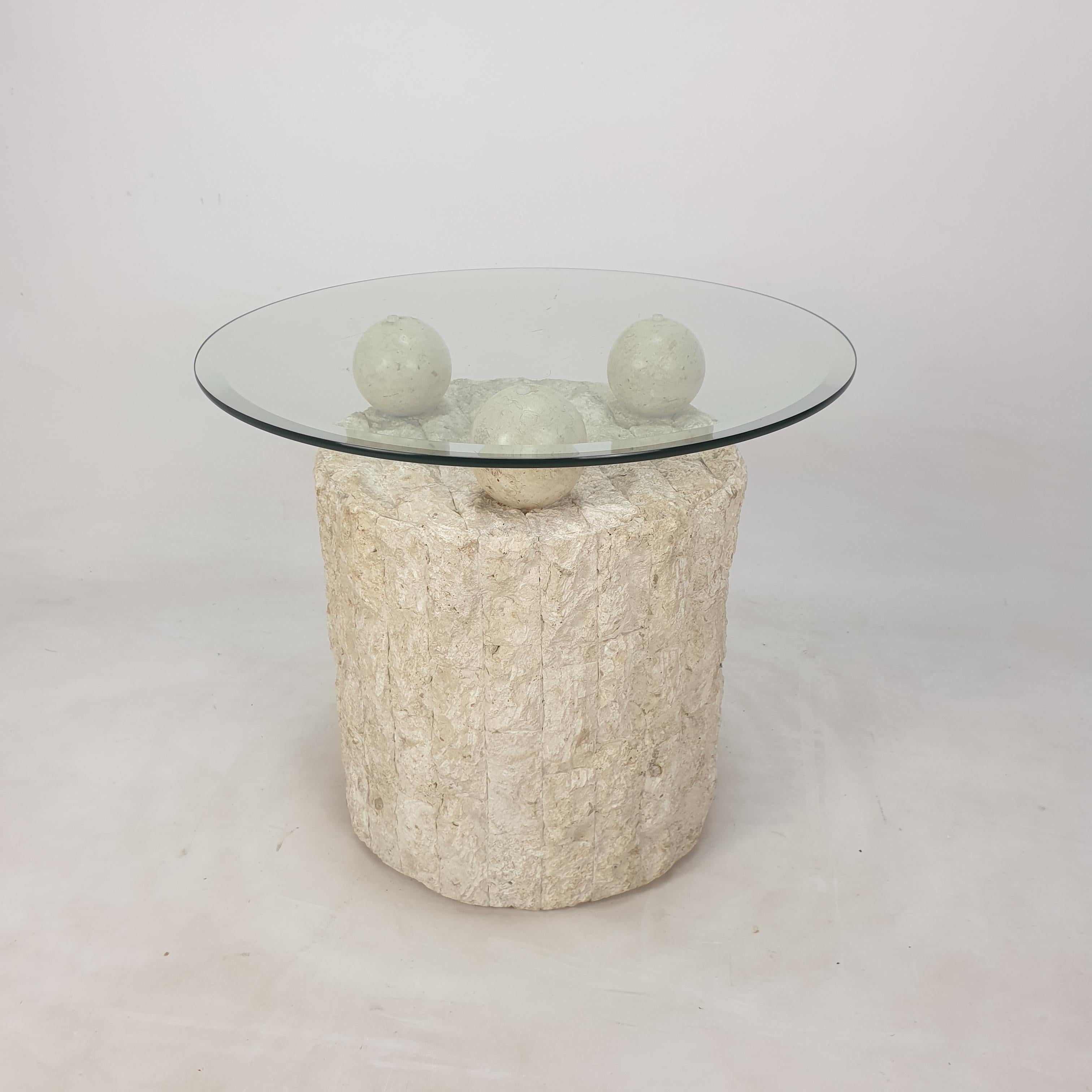 Magnussen Ponte Mactan Stone Coffee or Fossil Stone Table, 1980s In Good Condition In Oud Beijerland, NL
