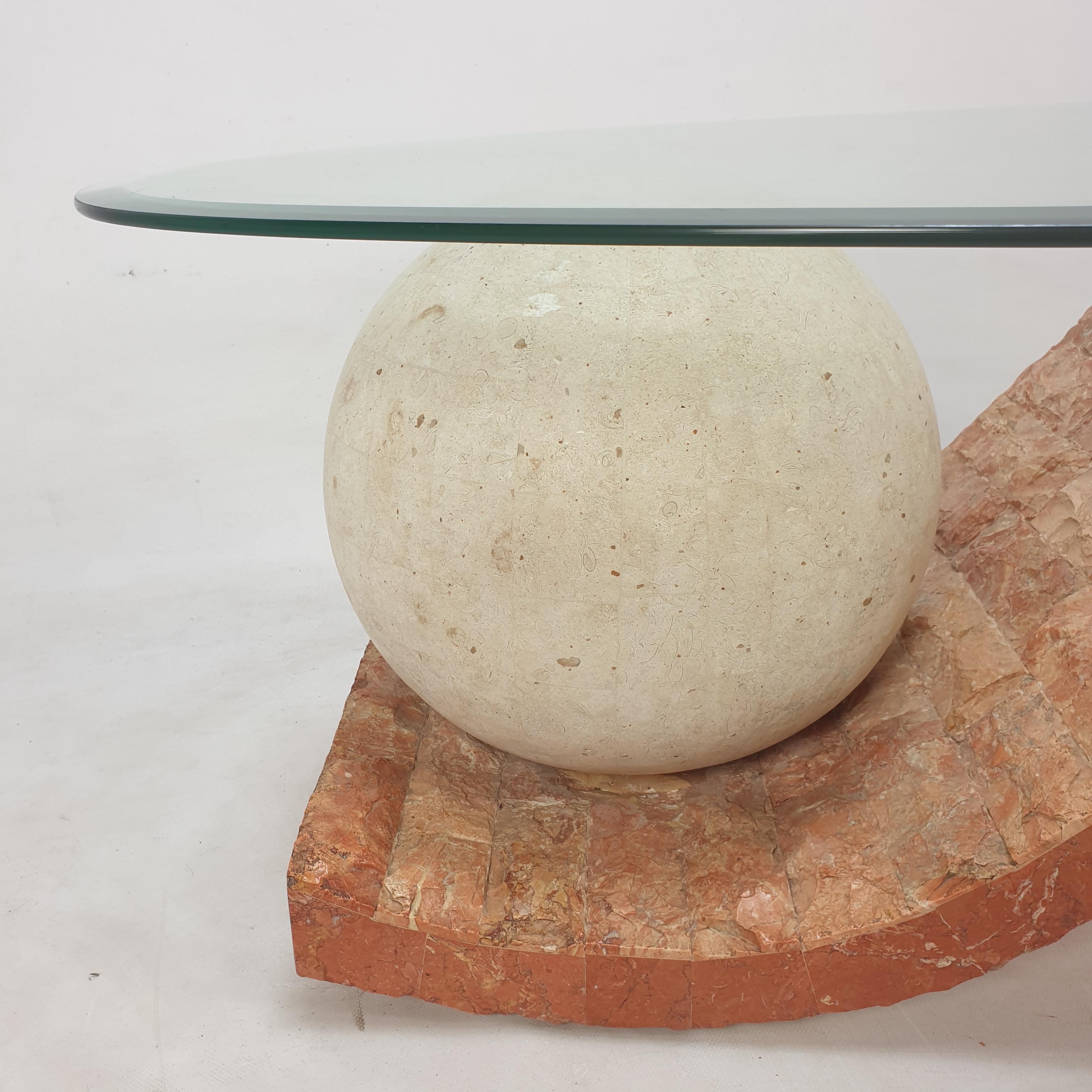 Verre Table basse en pierre de Mactan ou pierre fossile Ponte de Magnussen, années 1980 en vente