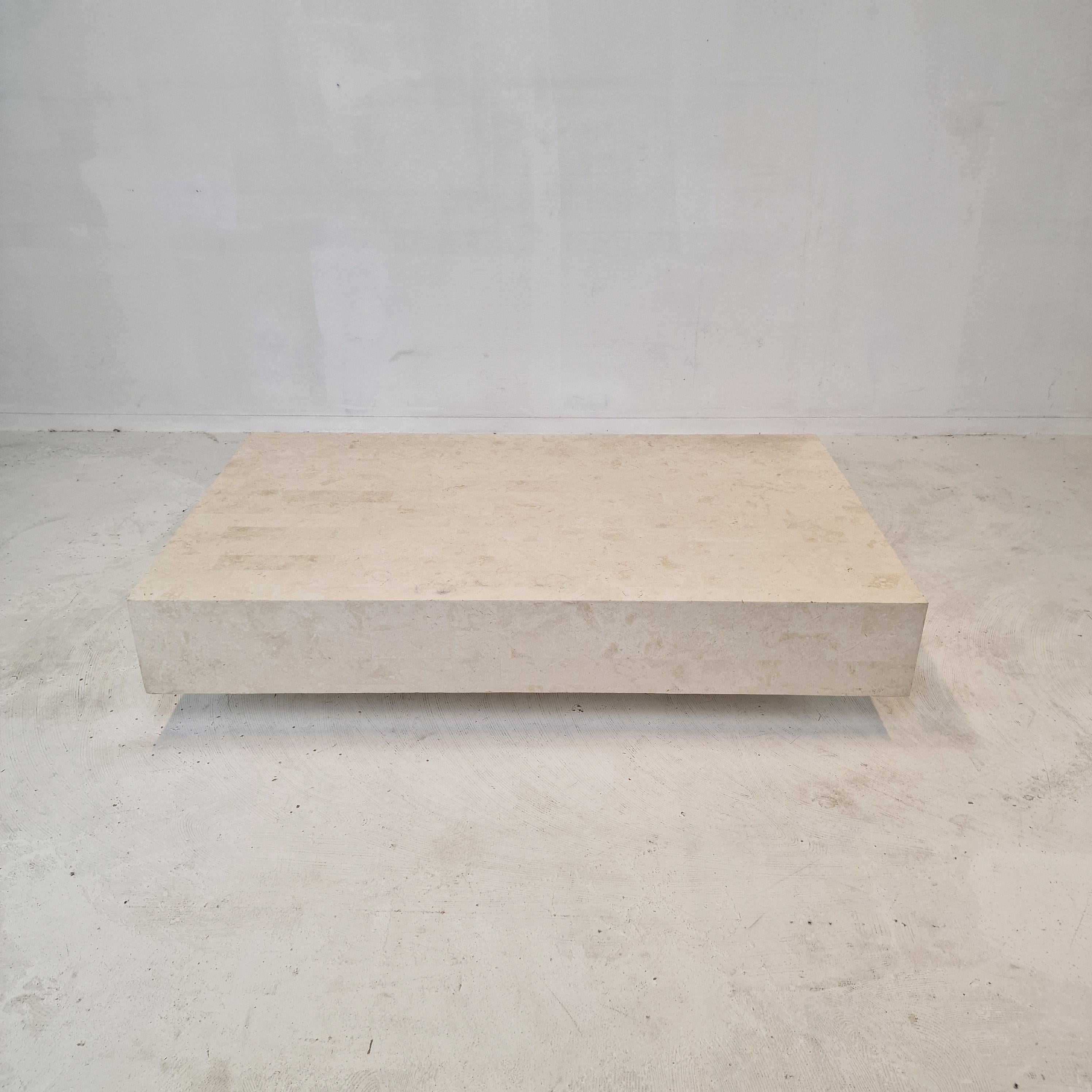 Post-Modern Magnussen Ponte Mactan Stone or Fossil Stone Coffee Table, 1980s
