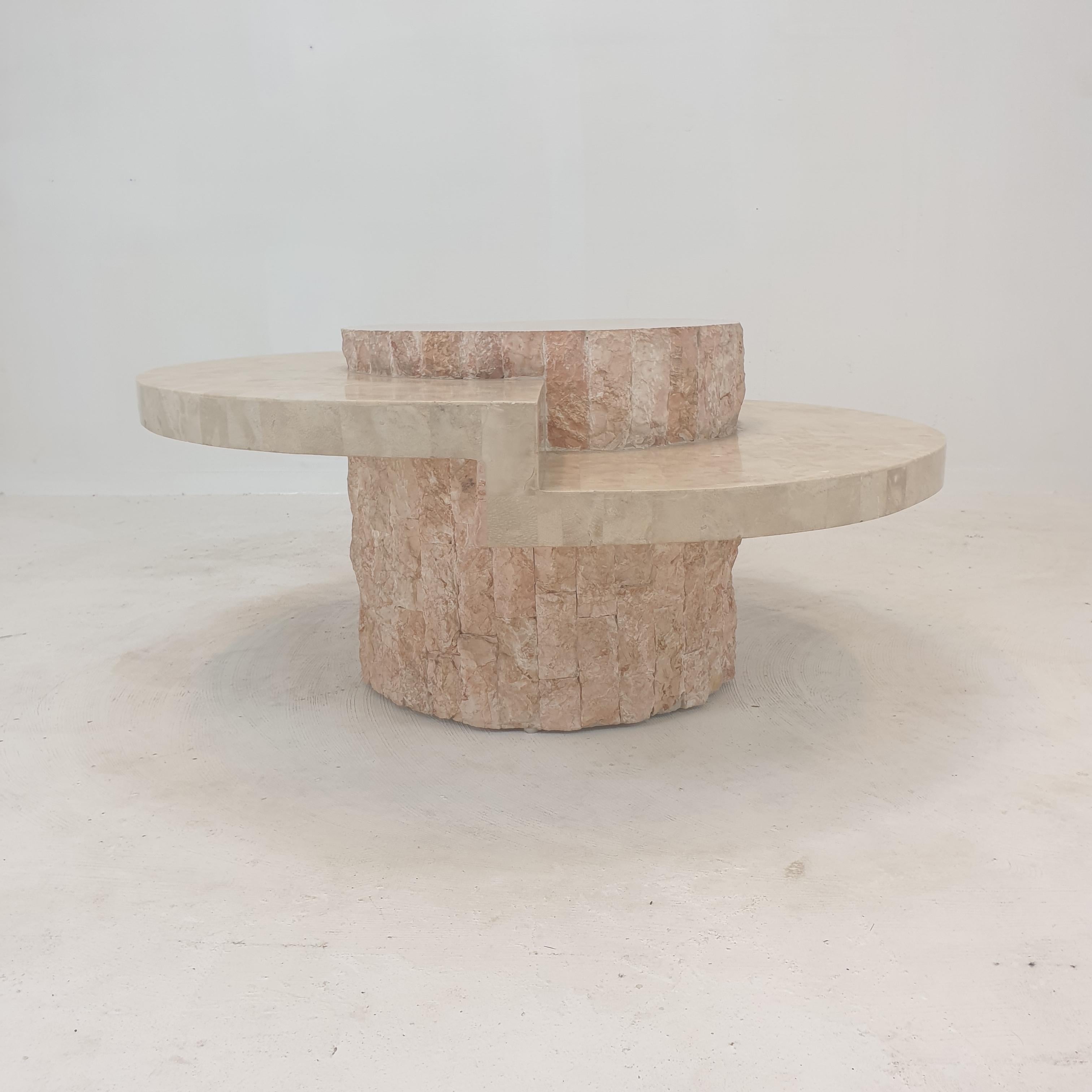 Post-Modern Magnussen Ponte Mactan Stone or Fossil Stone Coffee Table, 1980s For Sale
