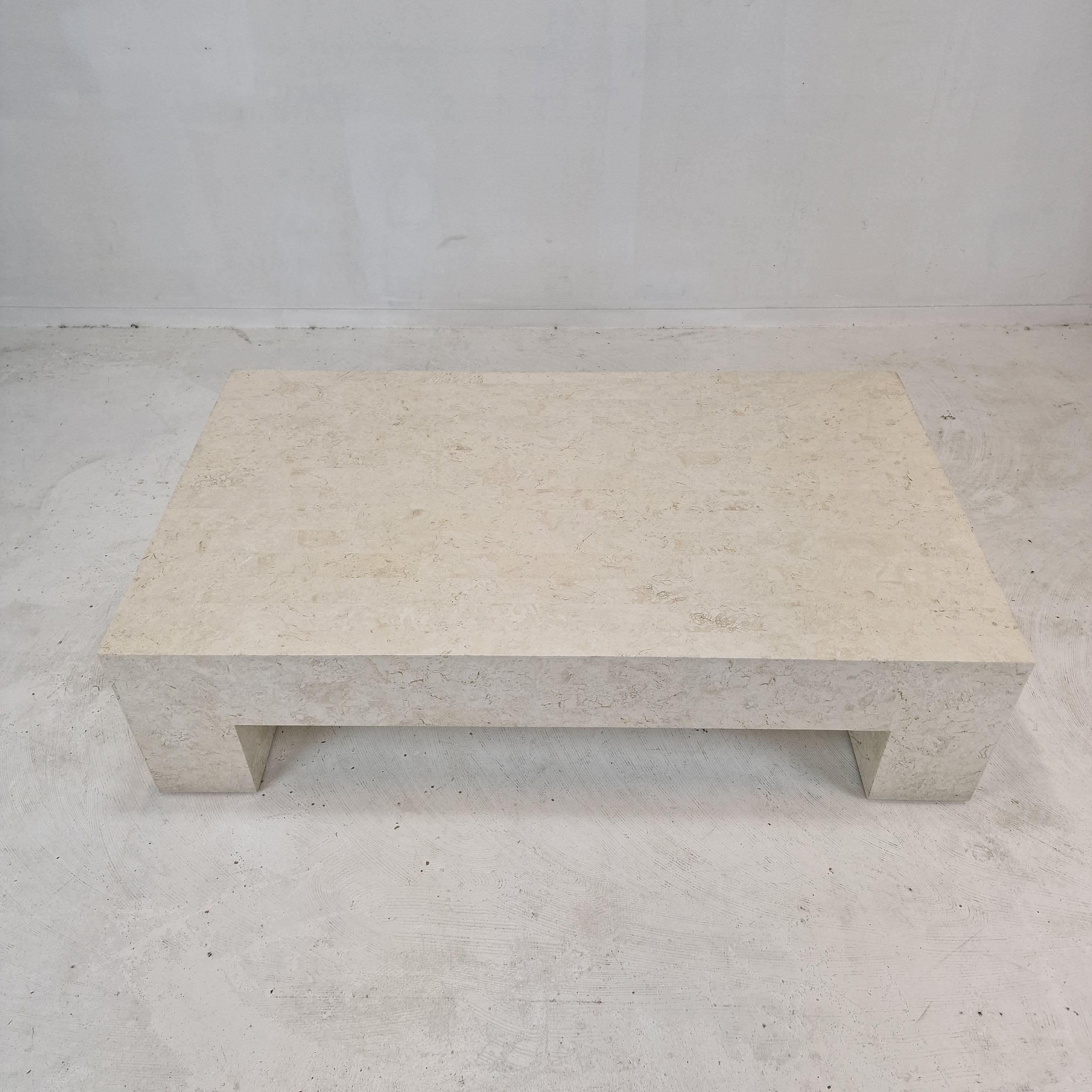 Late 20th Century Magnussen Ponte Mactan Stone or Fossil Stone Coffee Table, 1980s For Sale