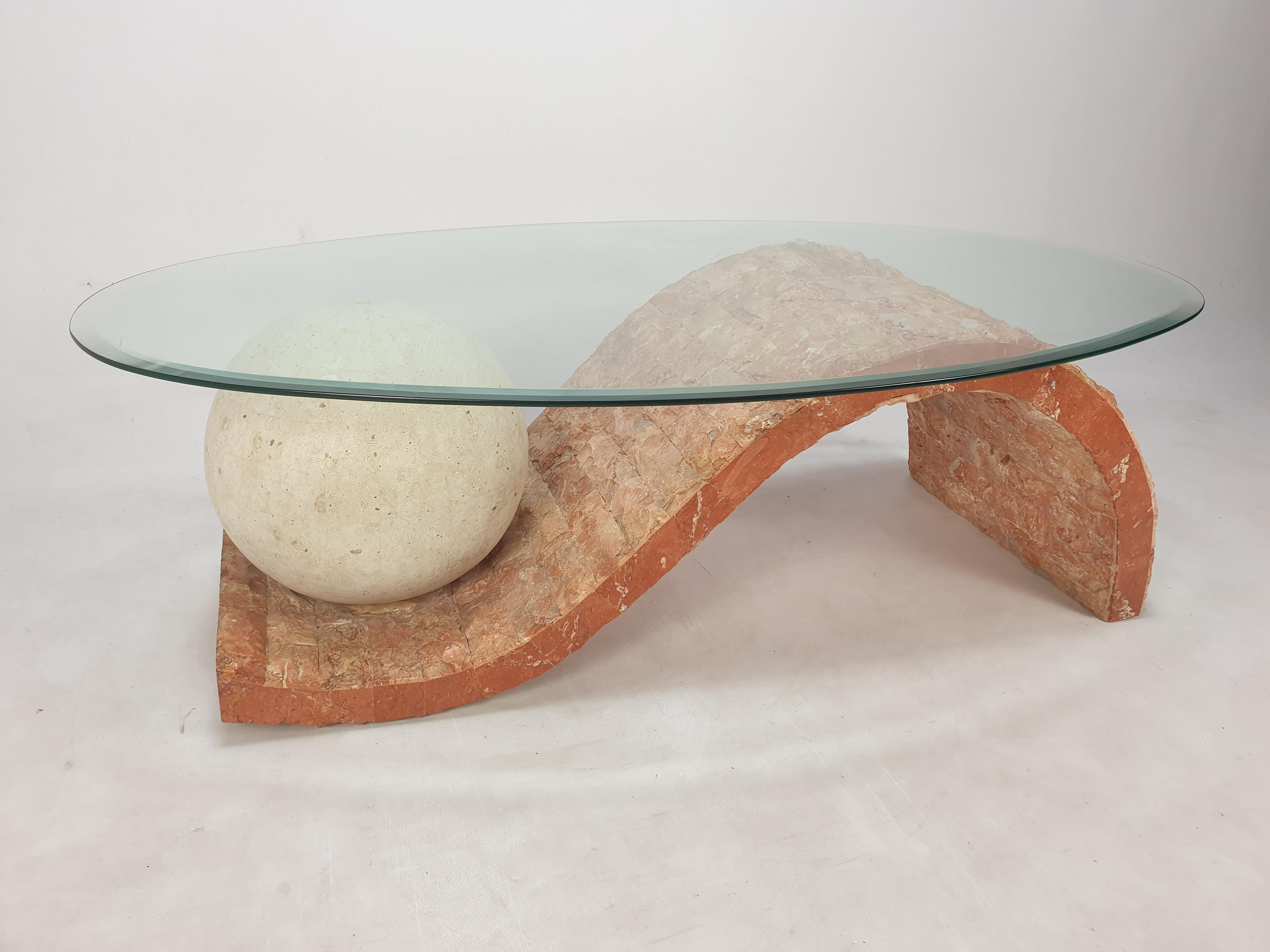 Magnussen Ponte Mactan Stone or Fossil Stone Coffee Table, 1980s In Good Condition For Sale In Oud Beijerland, NL