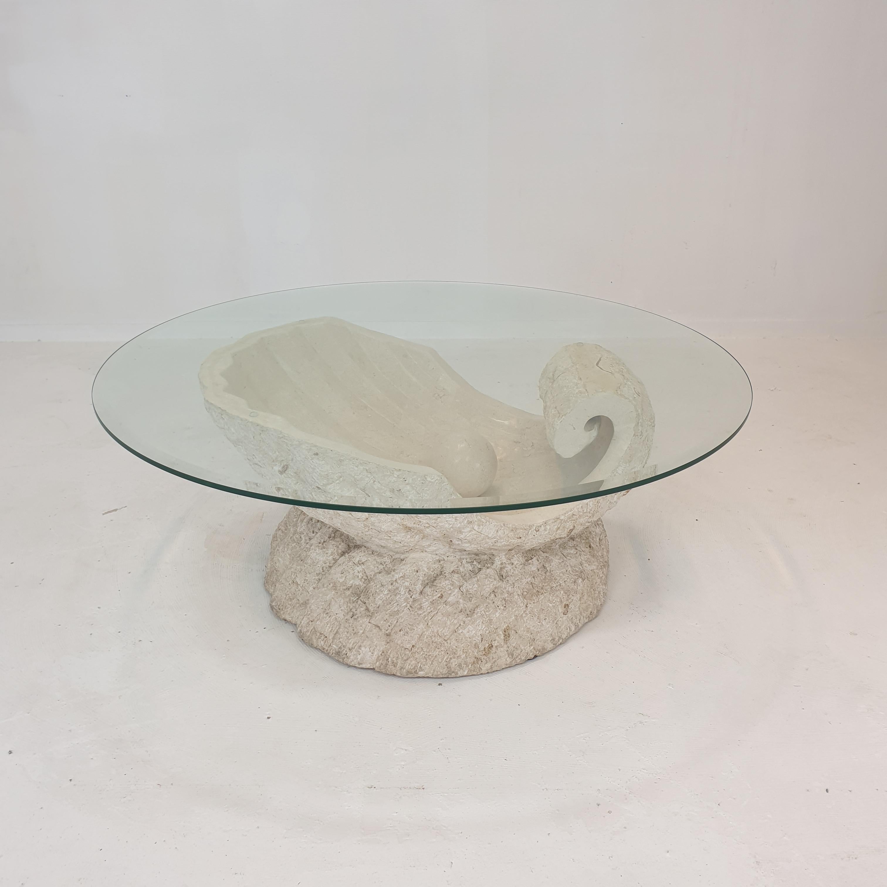 Post-Modern Magnussen Ponte Mactan Stone or Fossil Stone Shell Coffee Table, 1980s For Sale