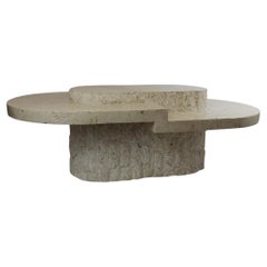 Magnussen Ponte sculptural Mactan Fossil stone oval coffee table Italy 1970