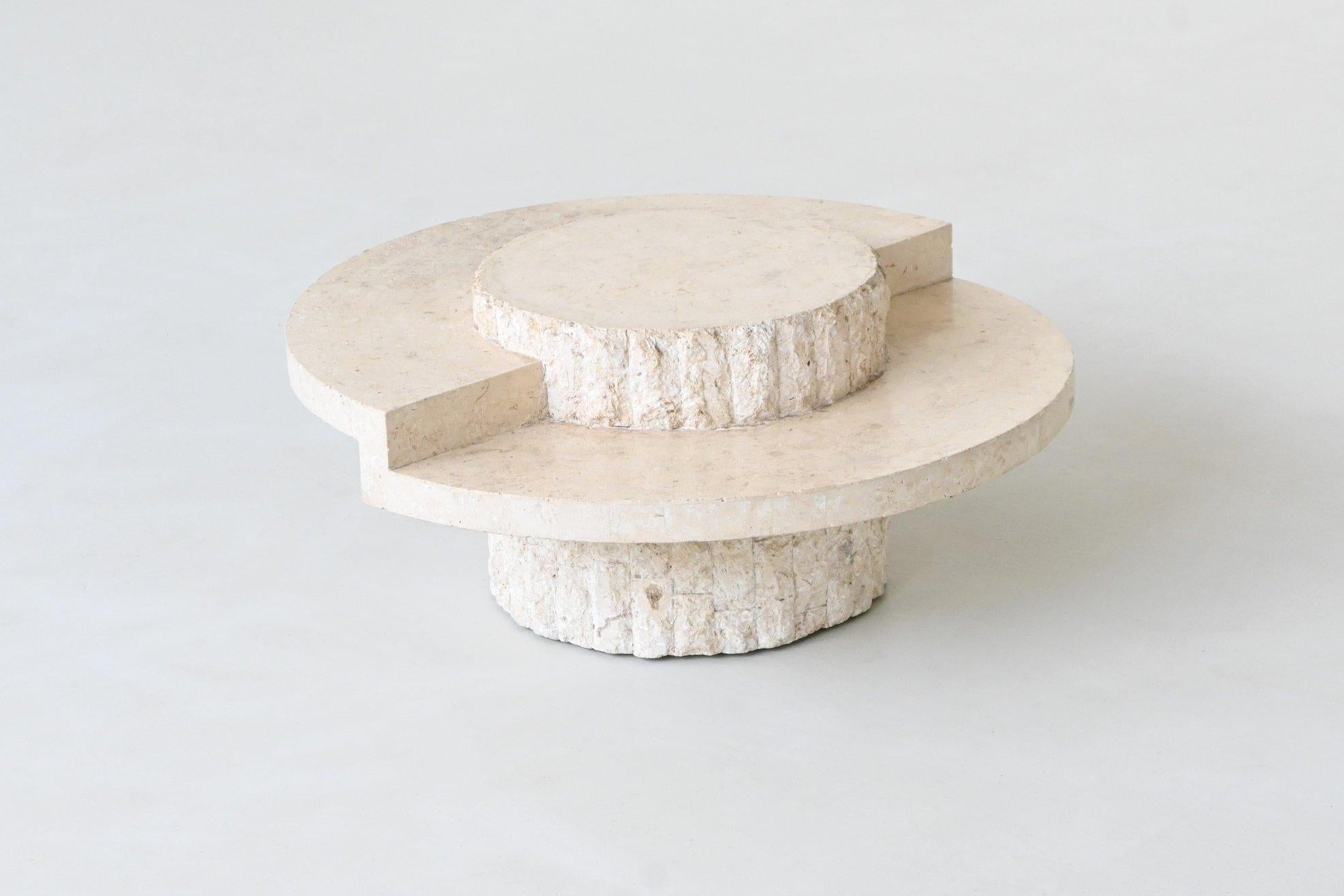 Brutalist Magnussen Ponte sculptural Mactan stone coffee table Belgium 1970 For Sale