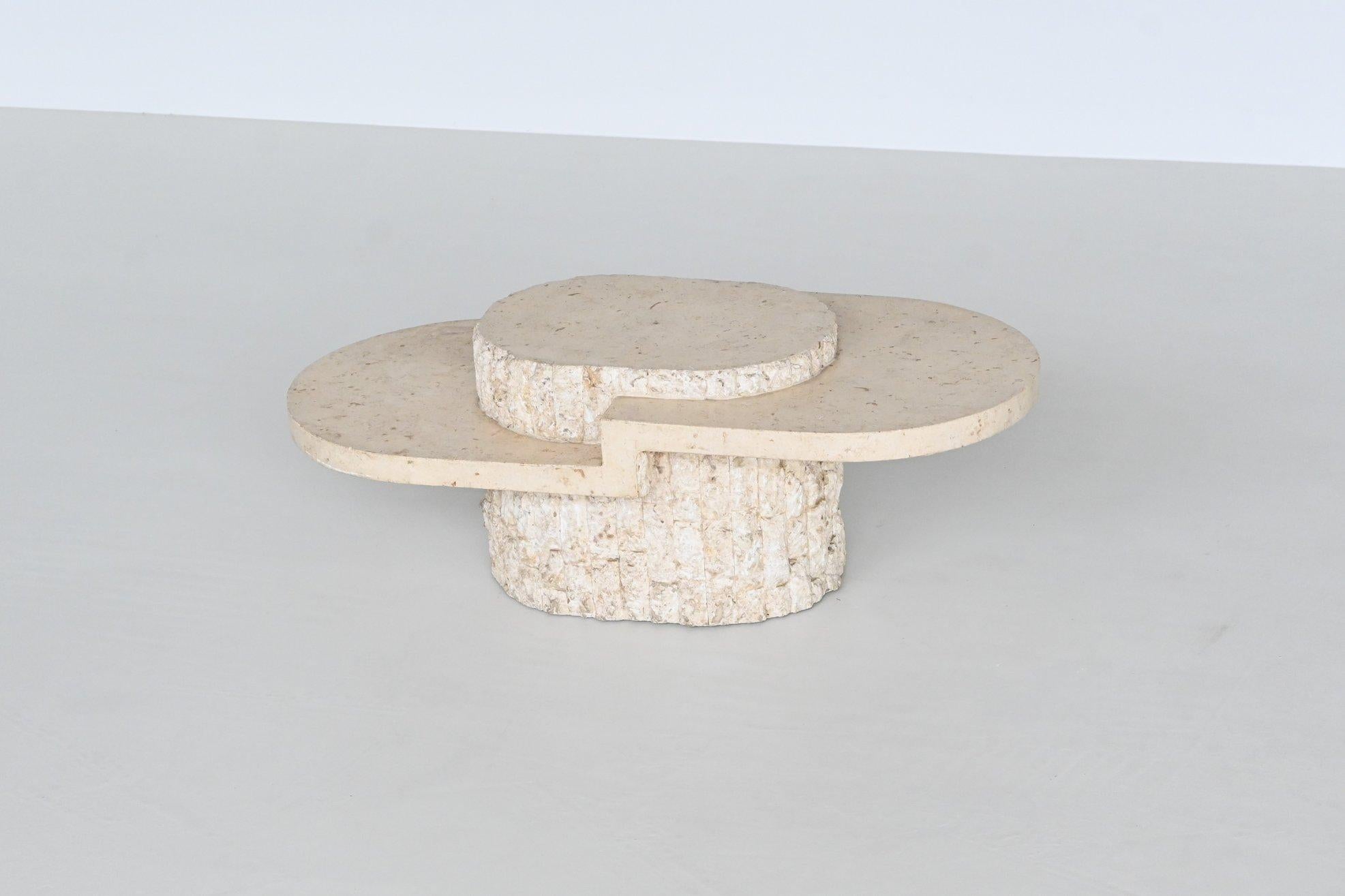 Magnussen Ponte sculptural Mactan stone oval coffee table Italy 1970 In Good Condition In Etten-Leur, NL