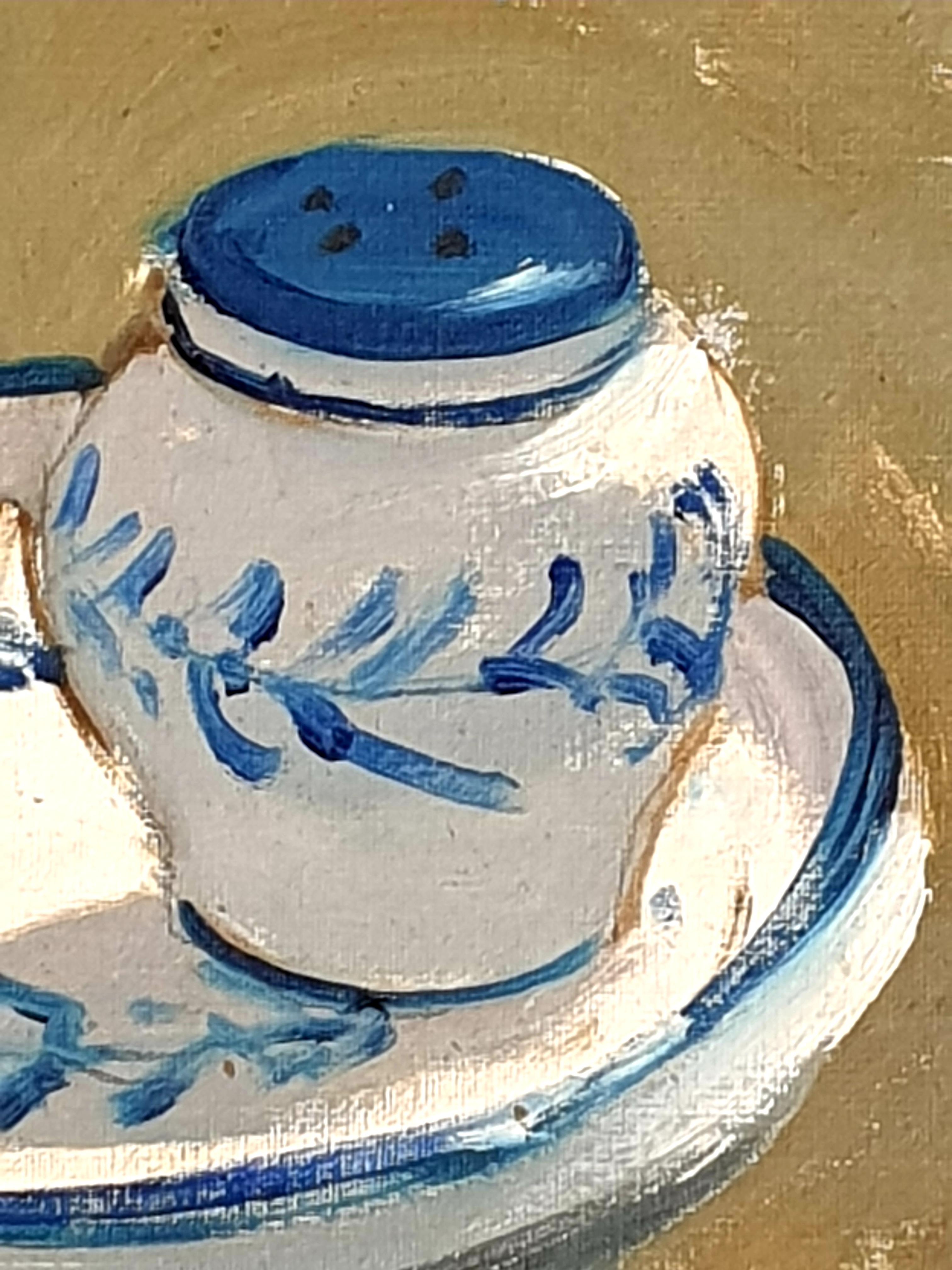 Natura morta impressionista olio su tavola. Pepe, Sale e Stecchii'... - Painting Impressionismo di Magotti