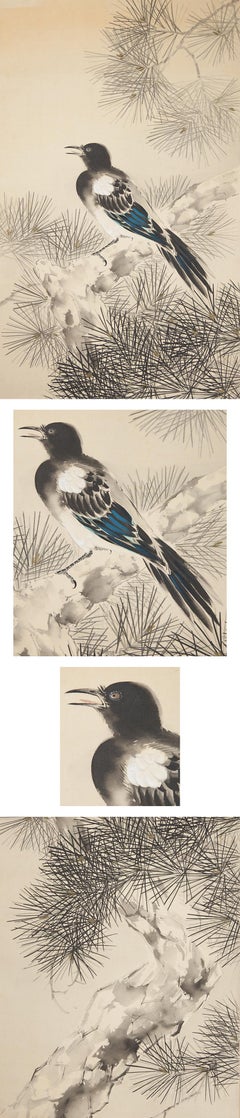 Magpie Nihonga Scene Meiji/Taisho Period Scroll Japan Artist Meiji Period