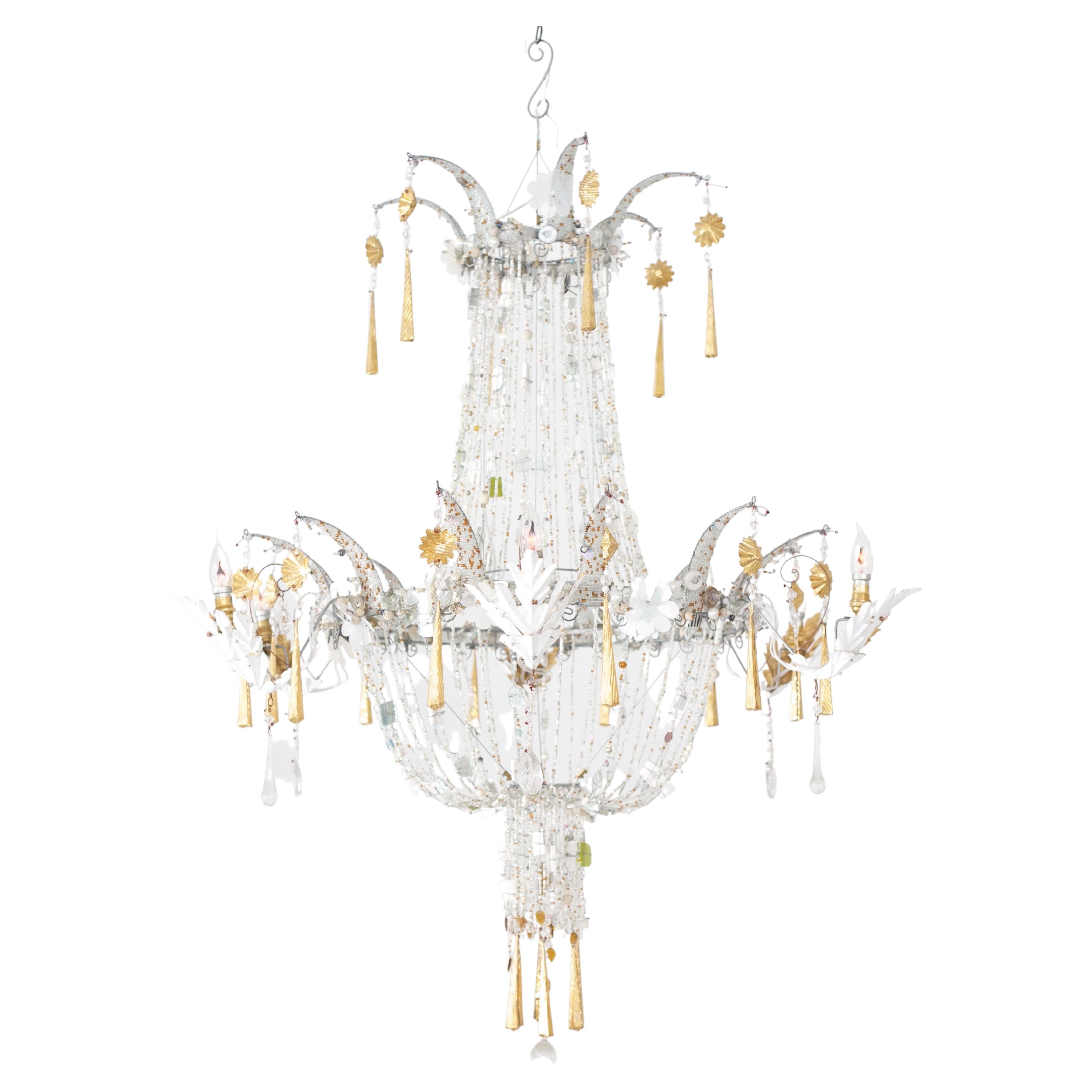 Magpie White and Gold Regency Chandelier