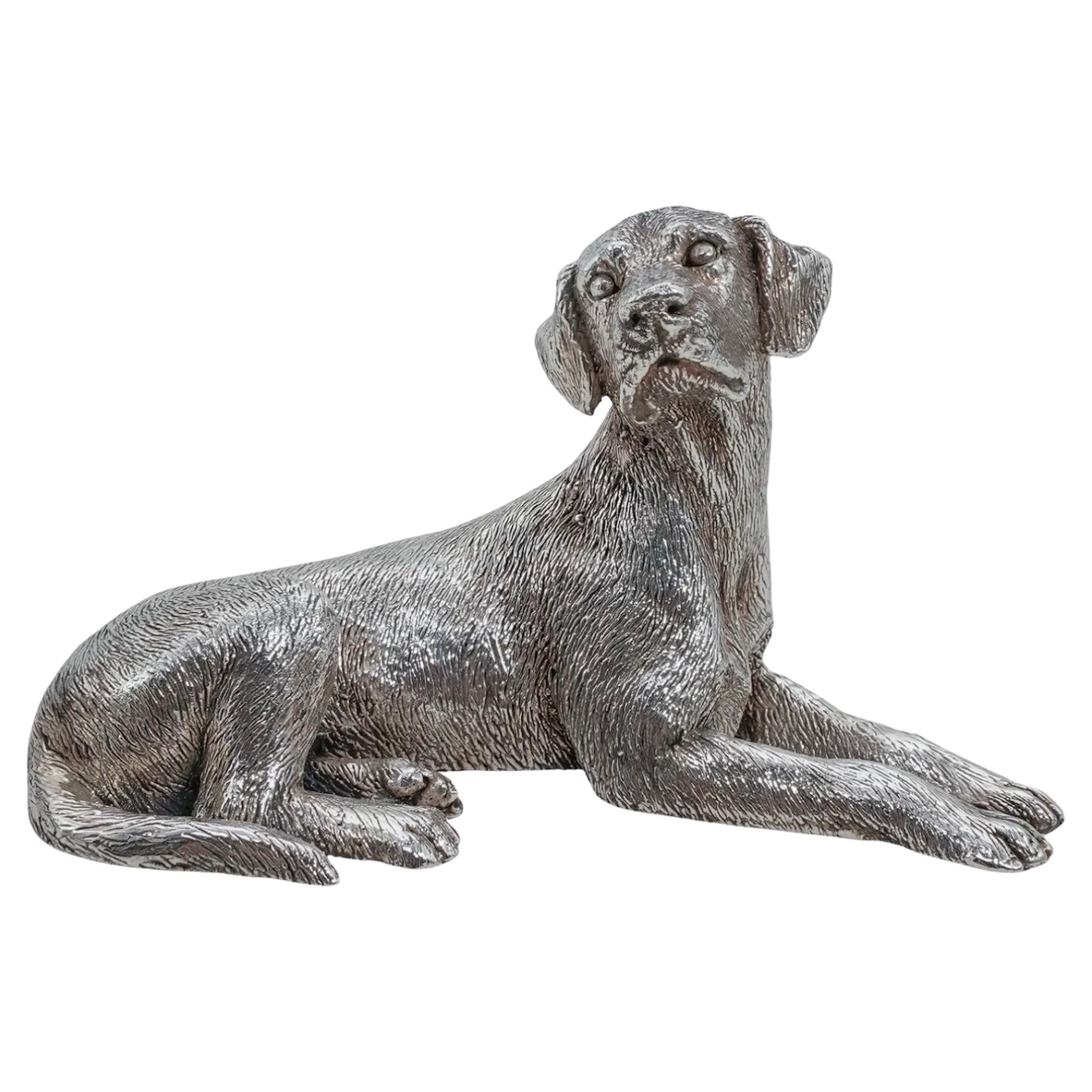 Magrino Italian Silver Overlay Labrador Figurine For Sale