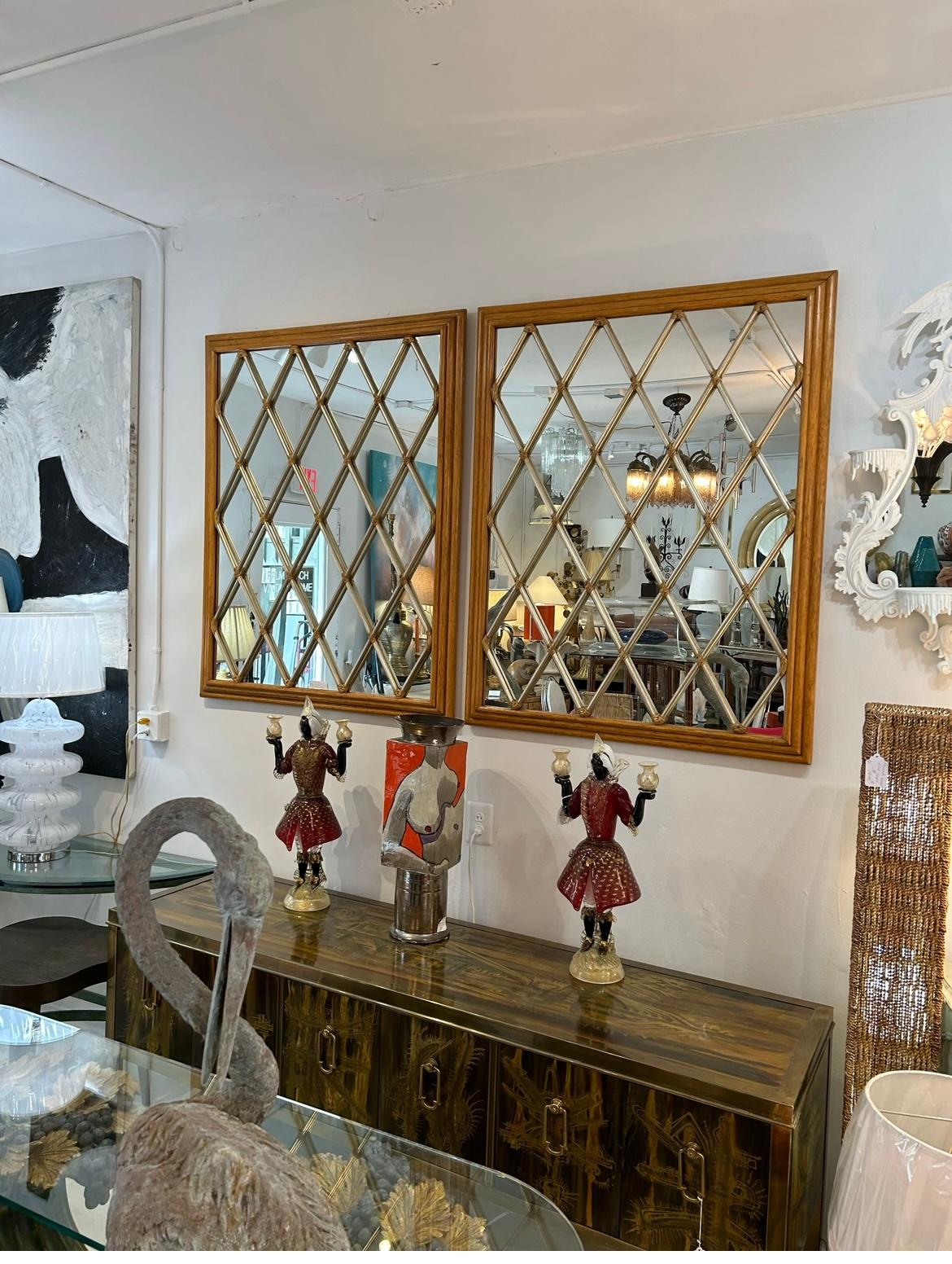 20th Century Maguire of San Francisco, lattice mirrors. Rare pair