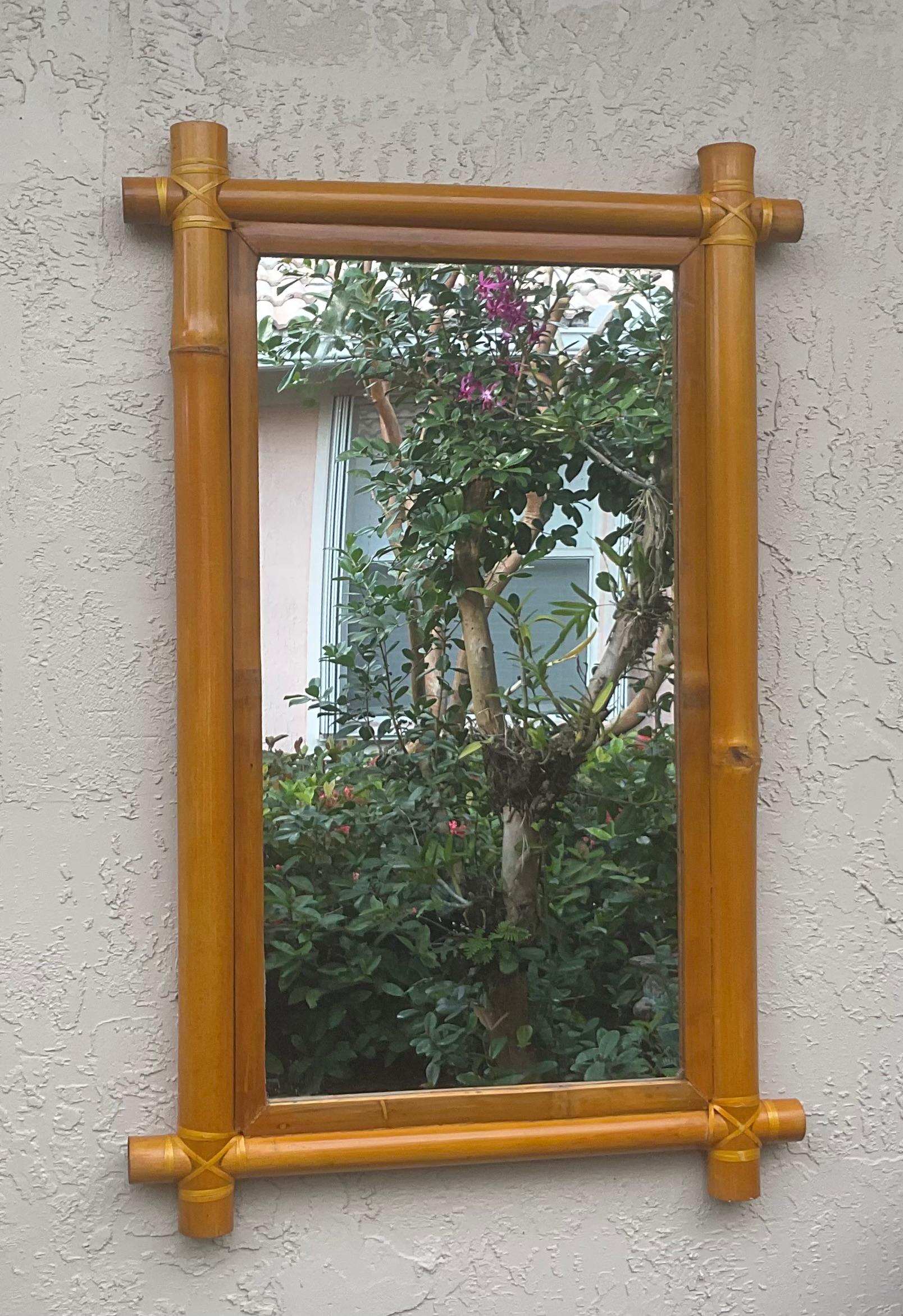 Very nice mirror , artistically hand crafted from natural bamboo , great decorative addition to any room .