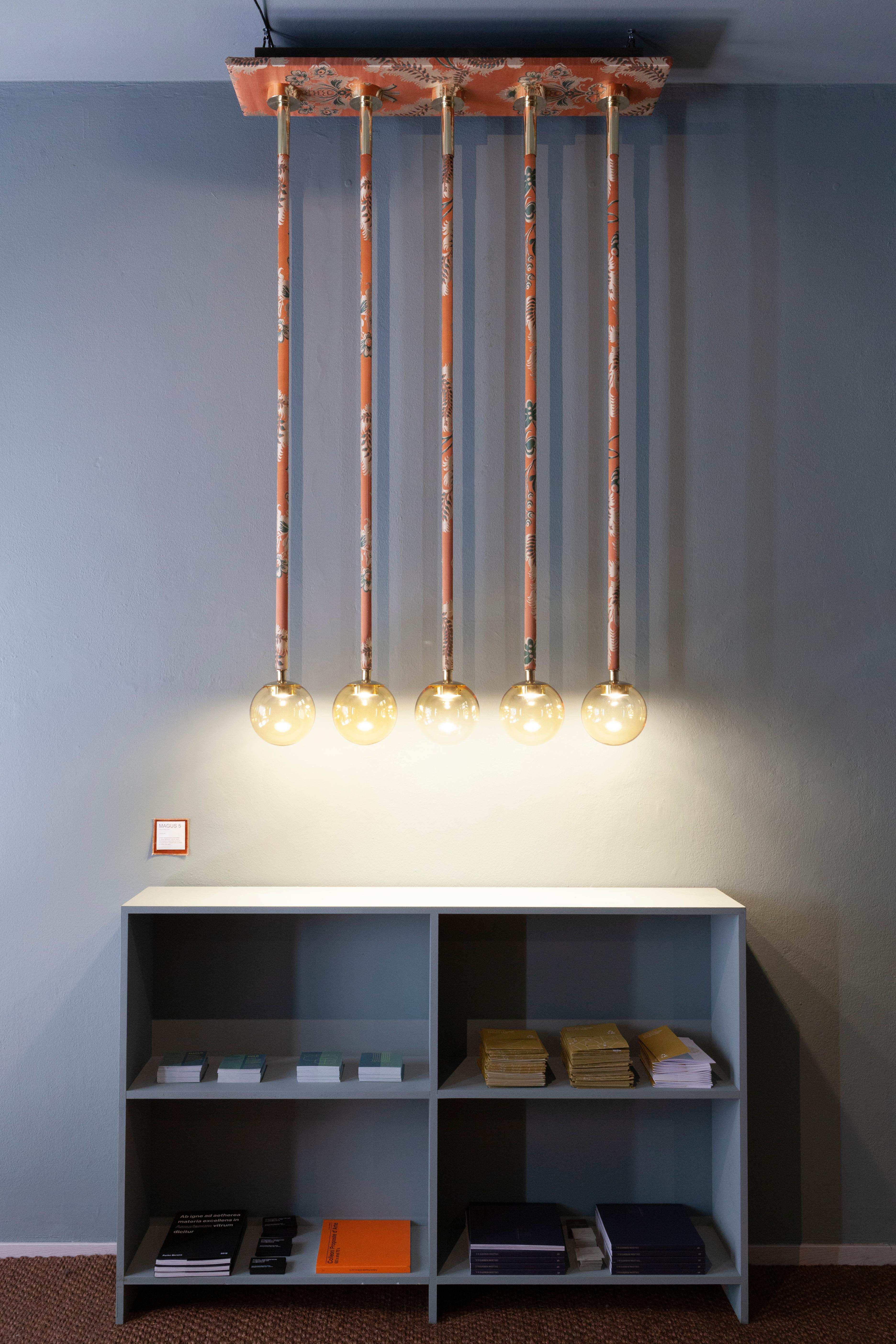 Italian 21st Century Filippo Feroldi Suspension Lamps Murano Glass Brass Various Colors For Sale