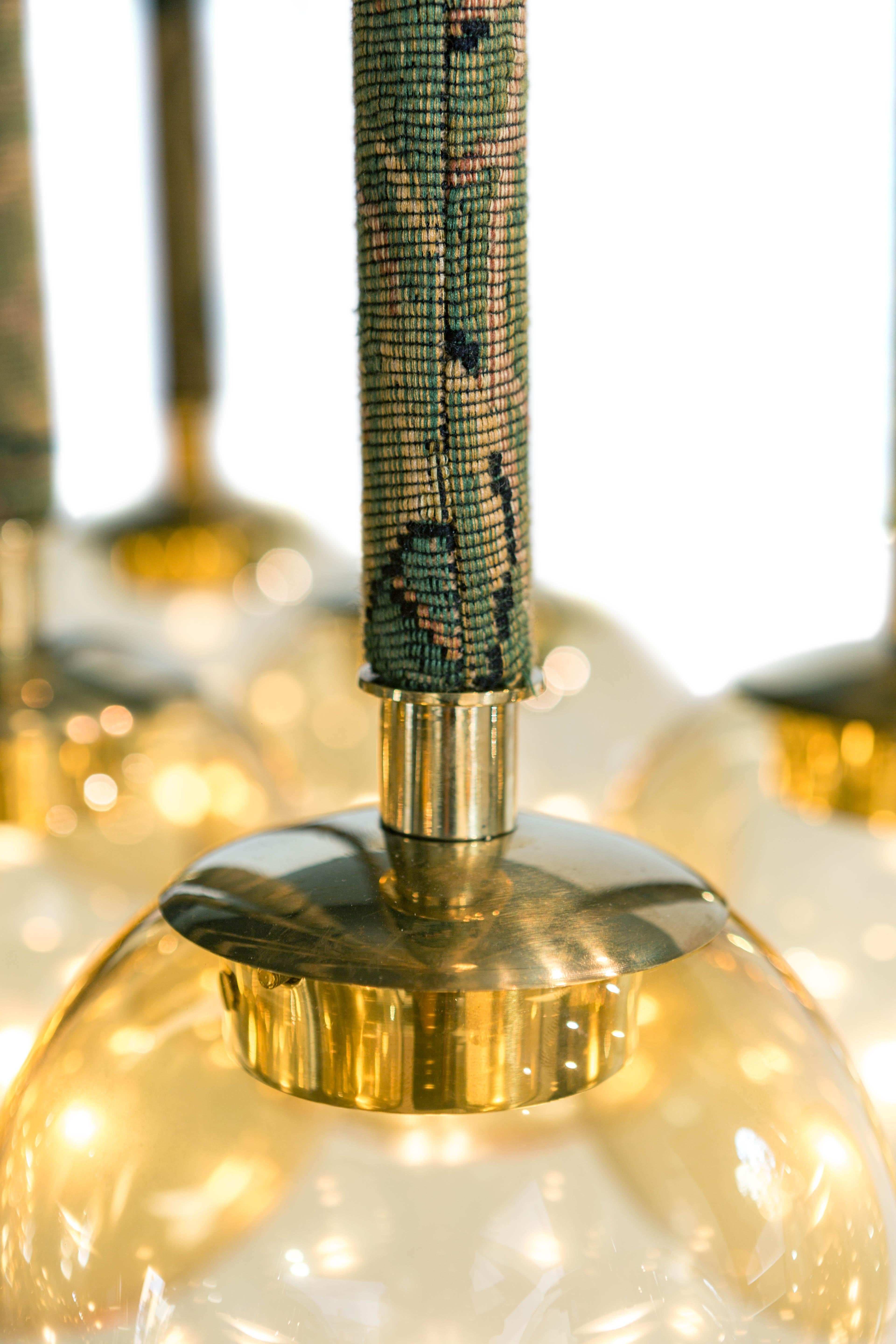 Modern 21st Century Filippo Feroldi Suspension Lamp Murano Glass Brass Various Colors For Sale