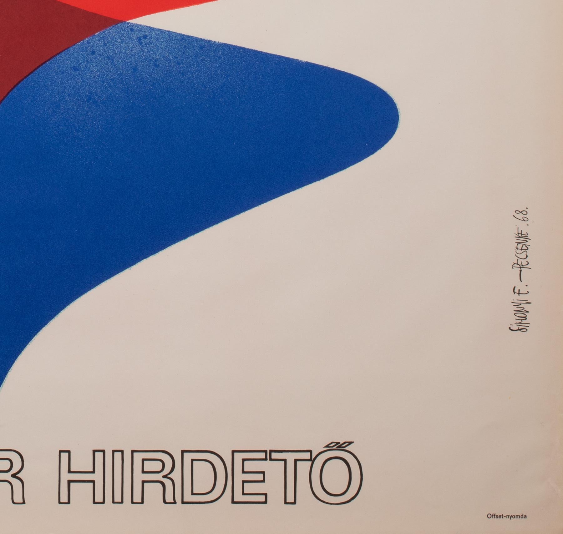 MAGYAR HIRDETO 1968 Hungarian Advertising Poster, SIMONYI EMOKE, JOZSEF PECSENKE For Sale 3